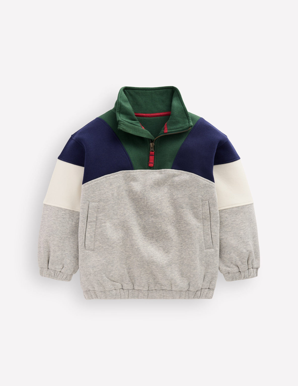 Half-zip Sweatshirt-Grey Marl Colourblock-1