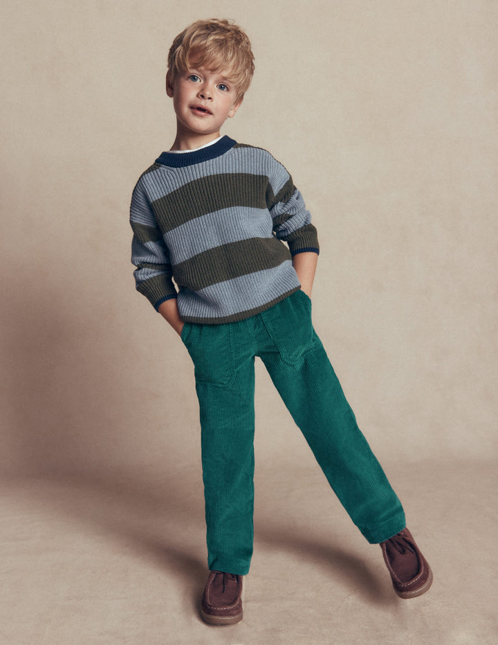 Pull-on Cord Trousers-MALLARD GREEN