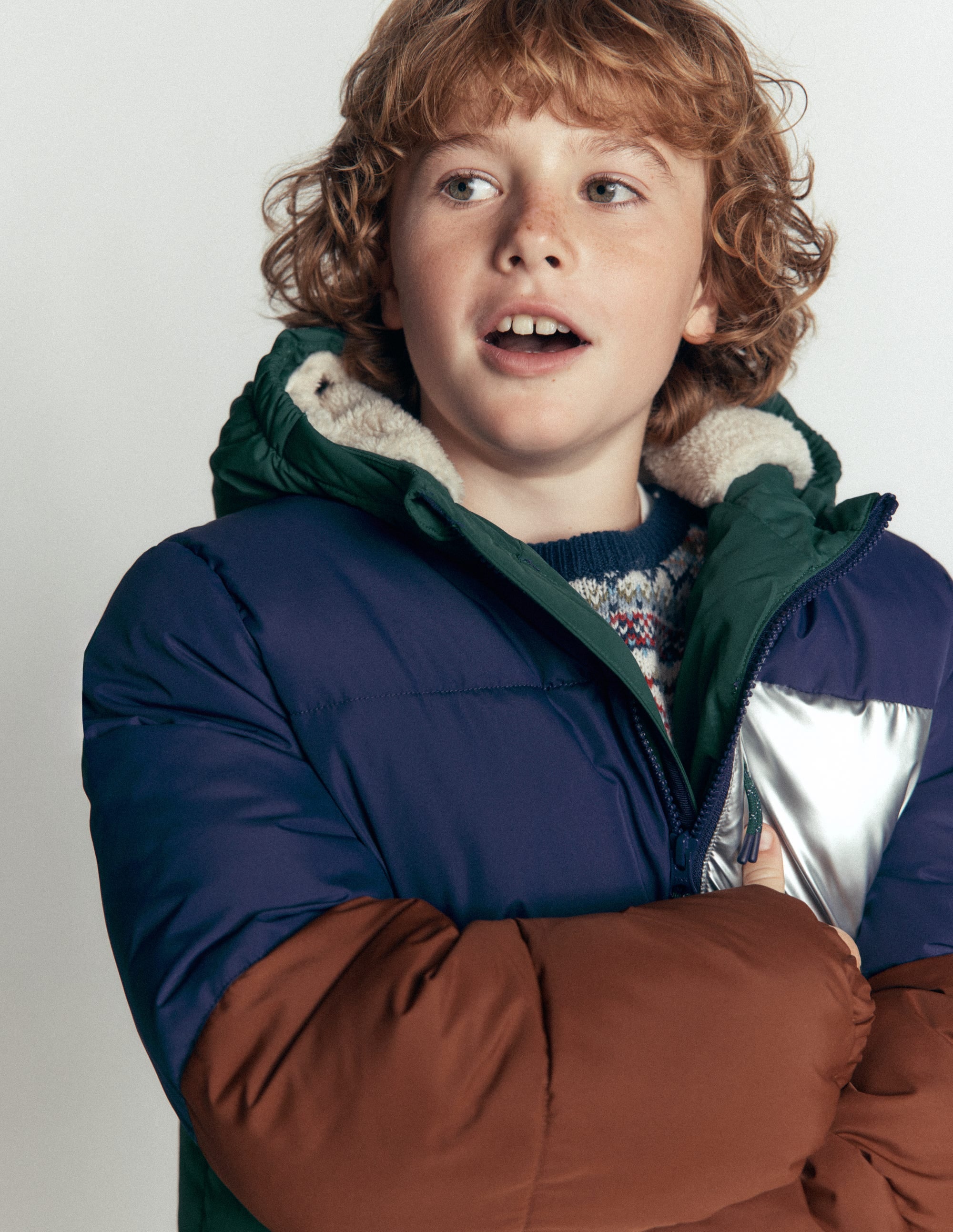Fun Padded Coat-Sea Moss/ Tortoise Shell - Image 2
