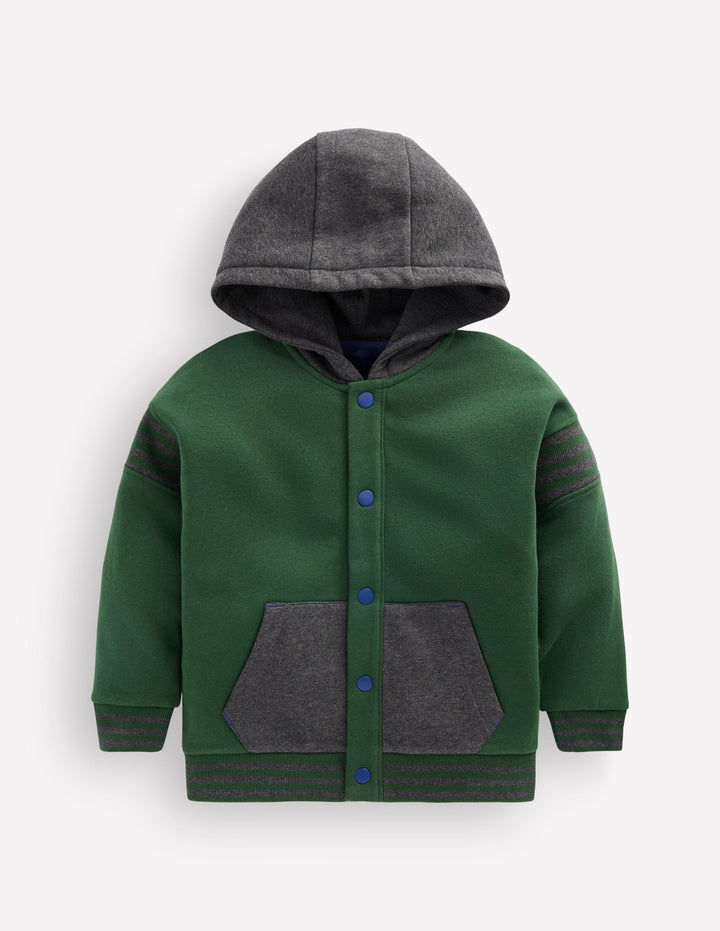 Colourblock Hoodie-Hunter Green