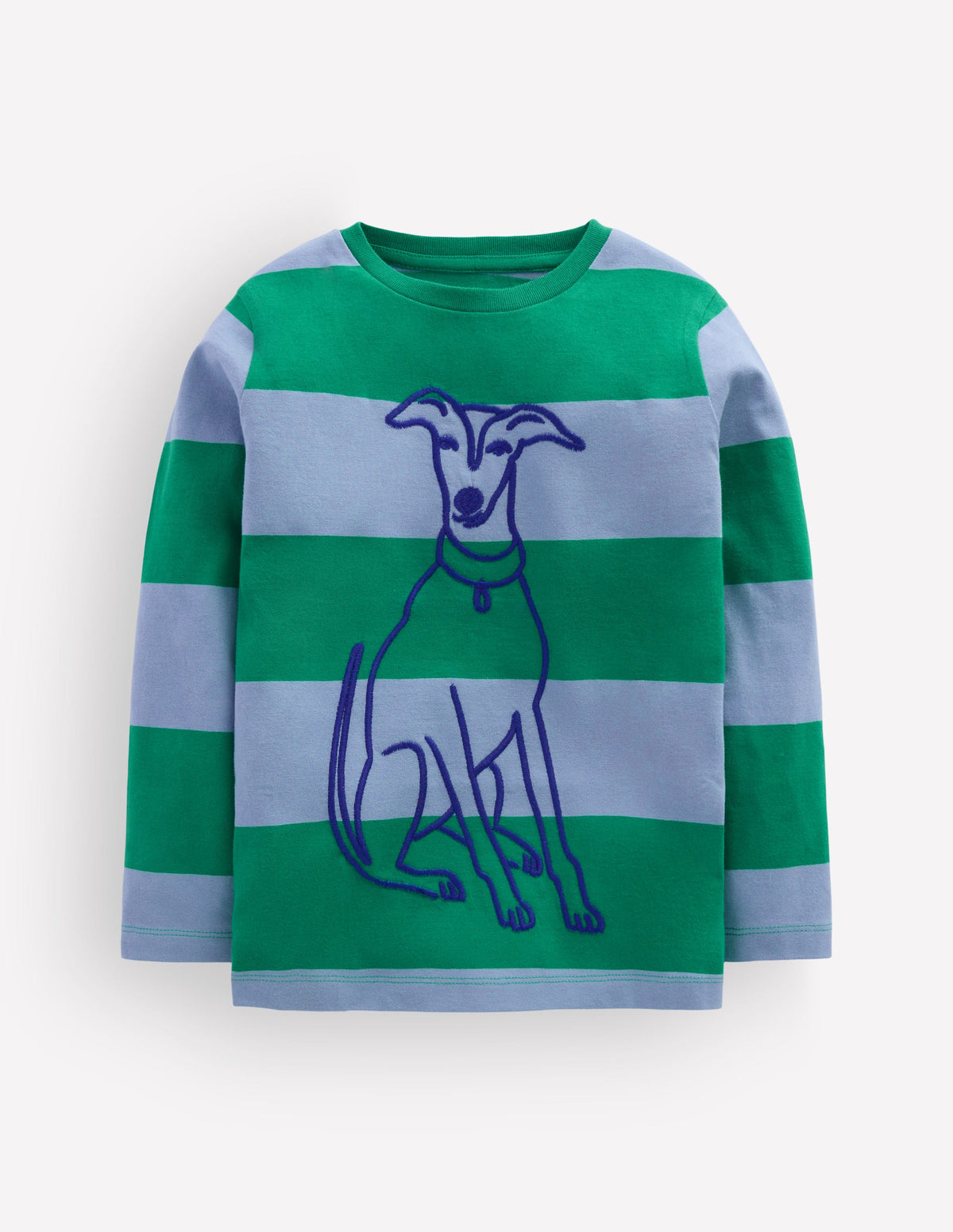 Striped Stitch Detail T-Shirt-Dog - Image 1