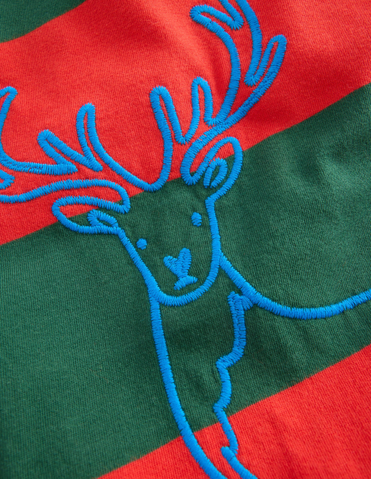Striped Stitch Detail T-Shirt-Reindeer - Image 3