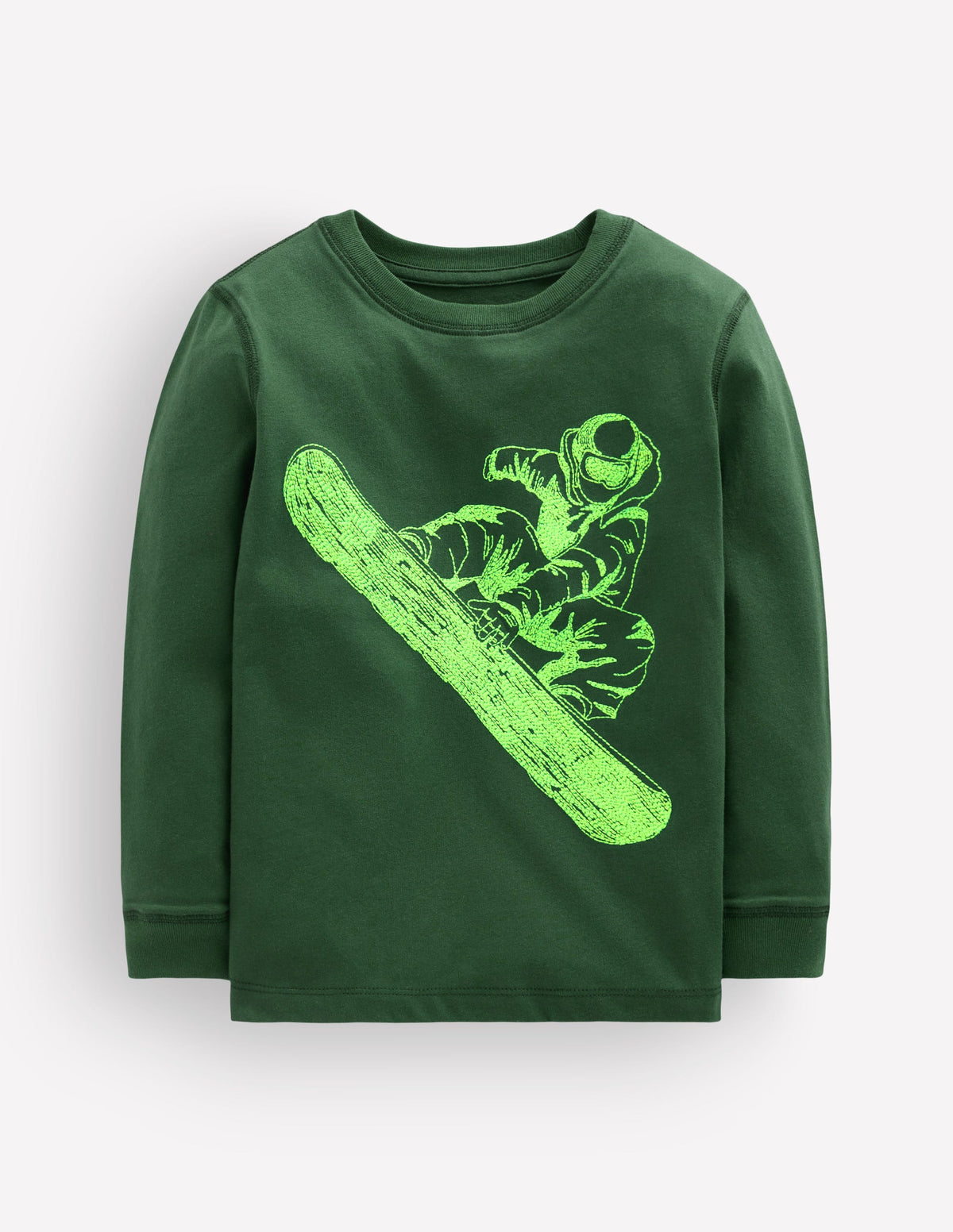 Neon Superstitch T-shirt-Hunter Green Snowboard - Image 1