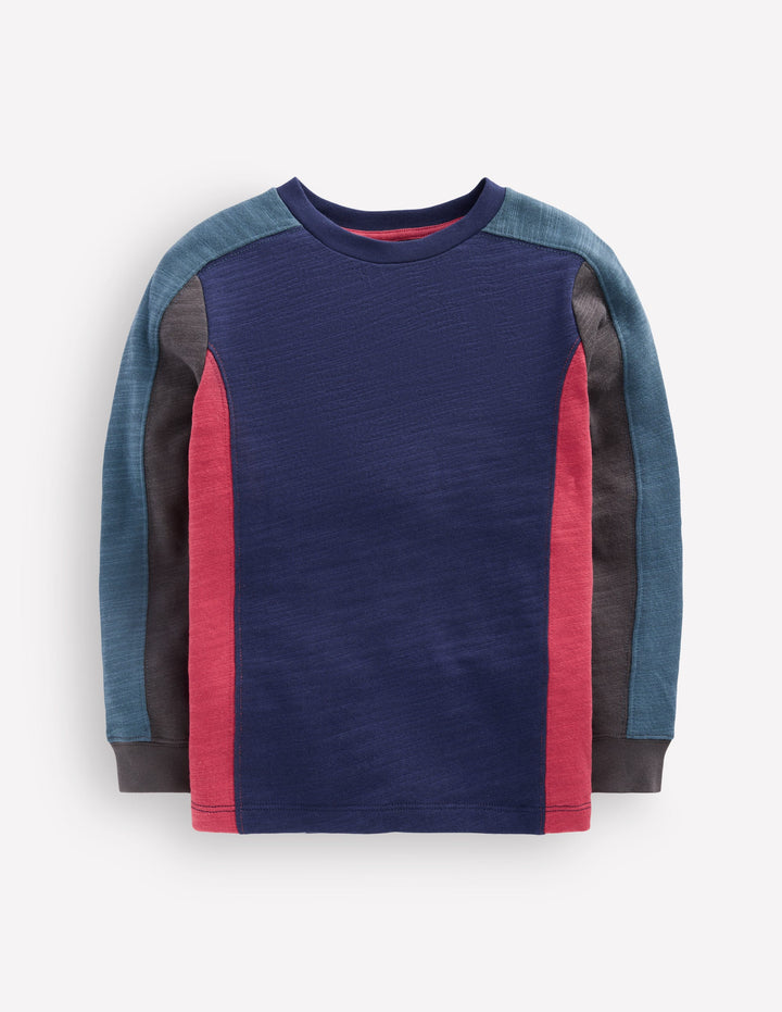 Colourblock Mid-weight T-Shirt-College Navy Colourblock