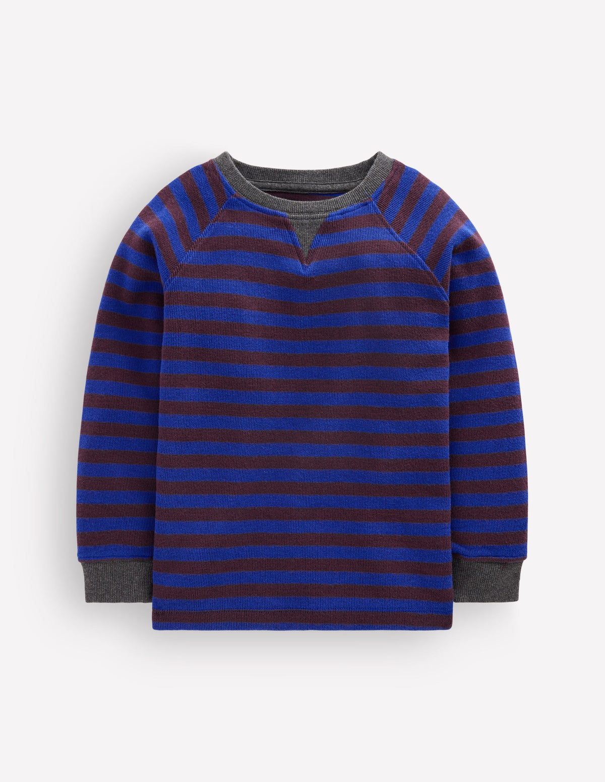 Cosy Textured Stripe T-shirt-Bright Blue / Chocolate Brown-1