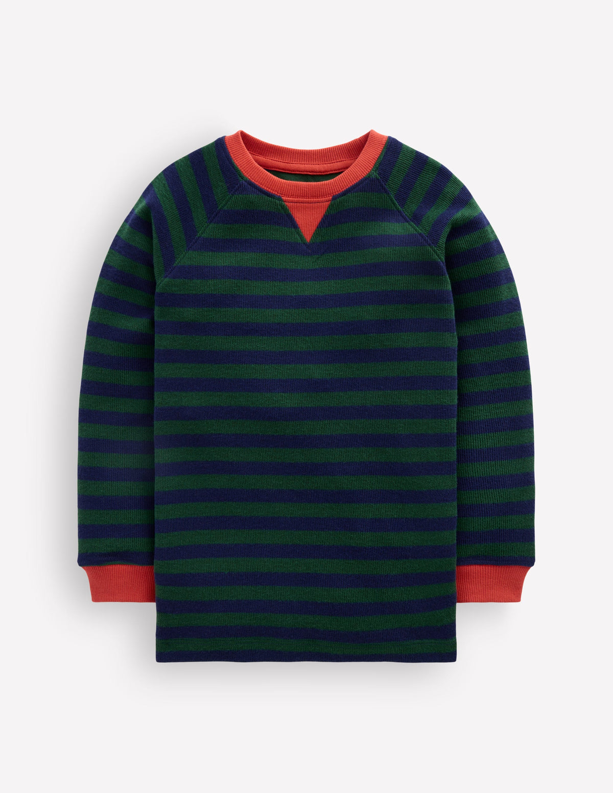 Cosy Textured Stripe T-shirt-Forest Green / College Navy-1