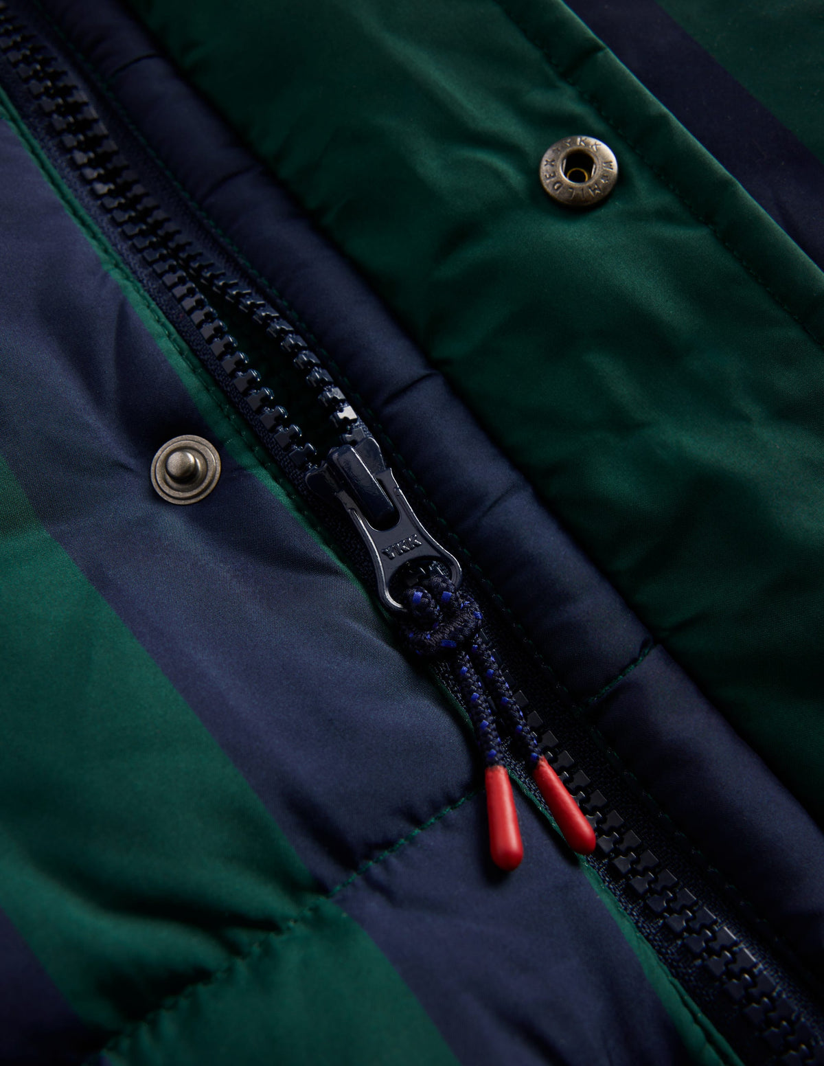 Mid-Length Baffled Coat-NAVY AND GREEN STRIPE - Image 4