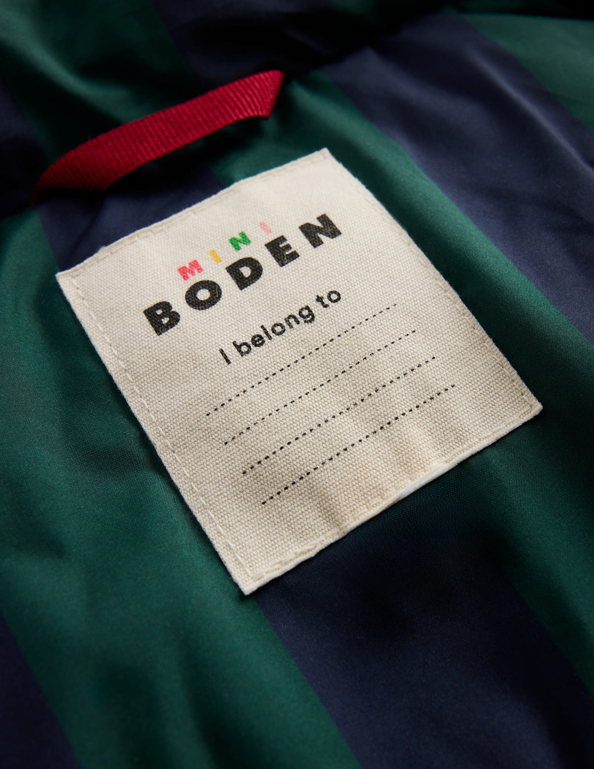 Mid-Length Baffled Coat-NAVY AND GREEN STRIPE - Image 5