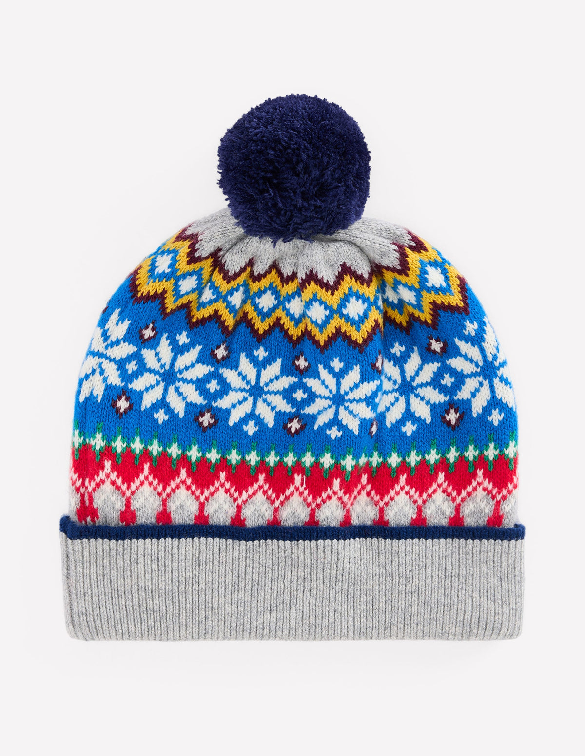 Fair Isle Beanie-Grey Marl Snowflake - Image 1