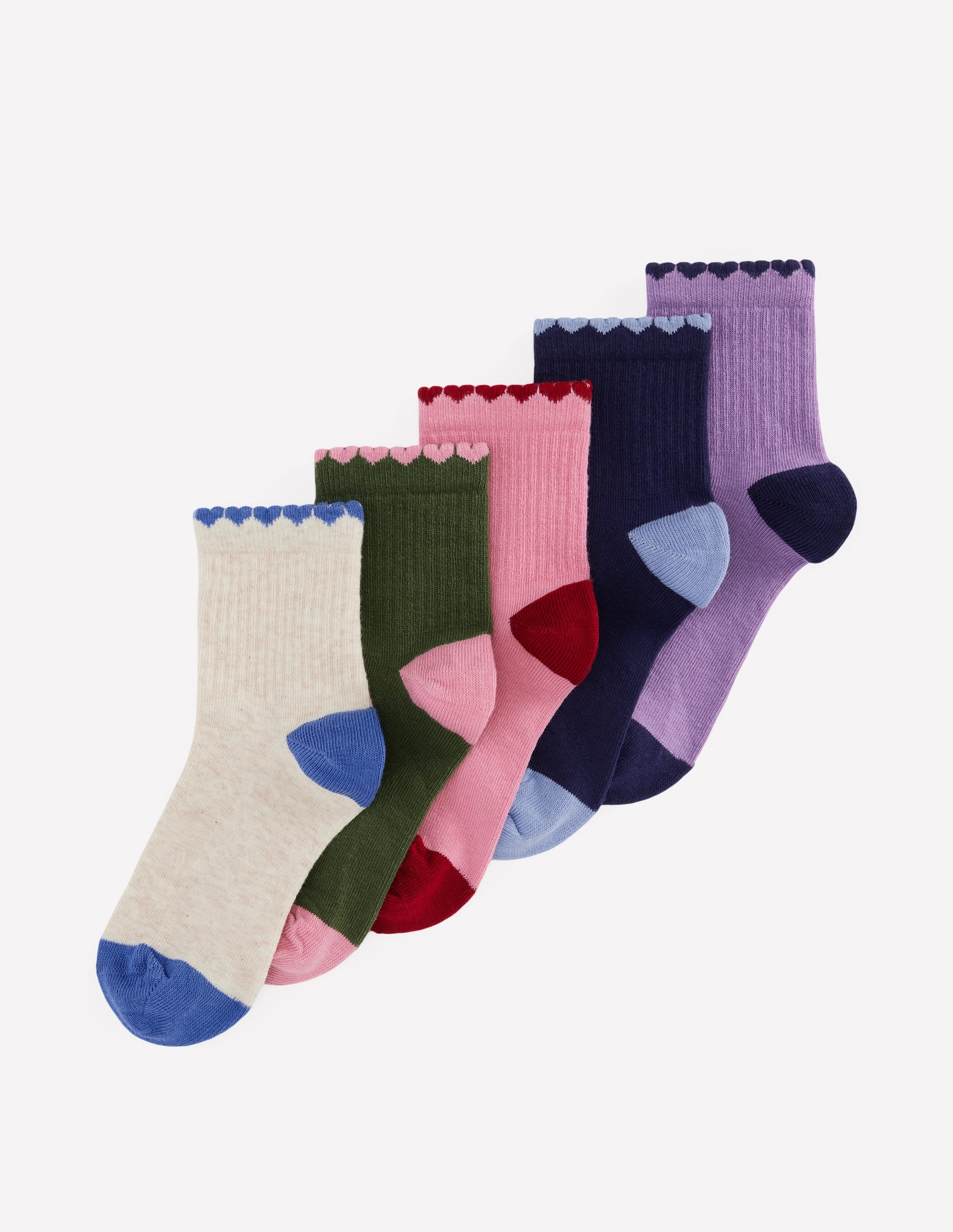 Girls Fun Trim Socks 5 Pack-Fun Shaped Trims - Image 1