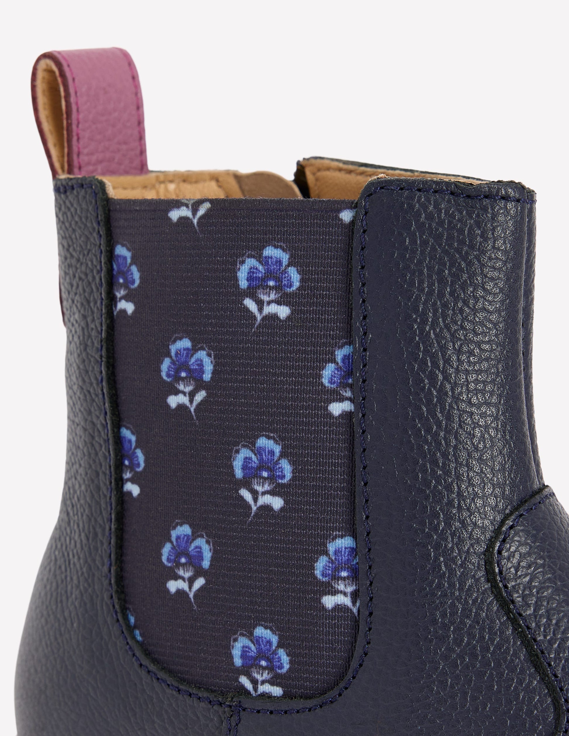Chelsea Boots (Girls)-Navy Floral-3