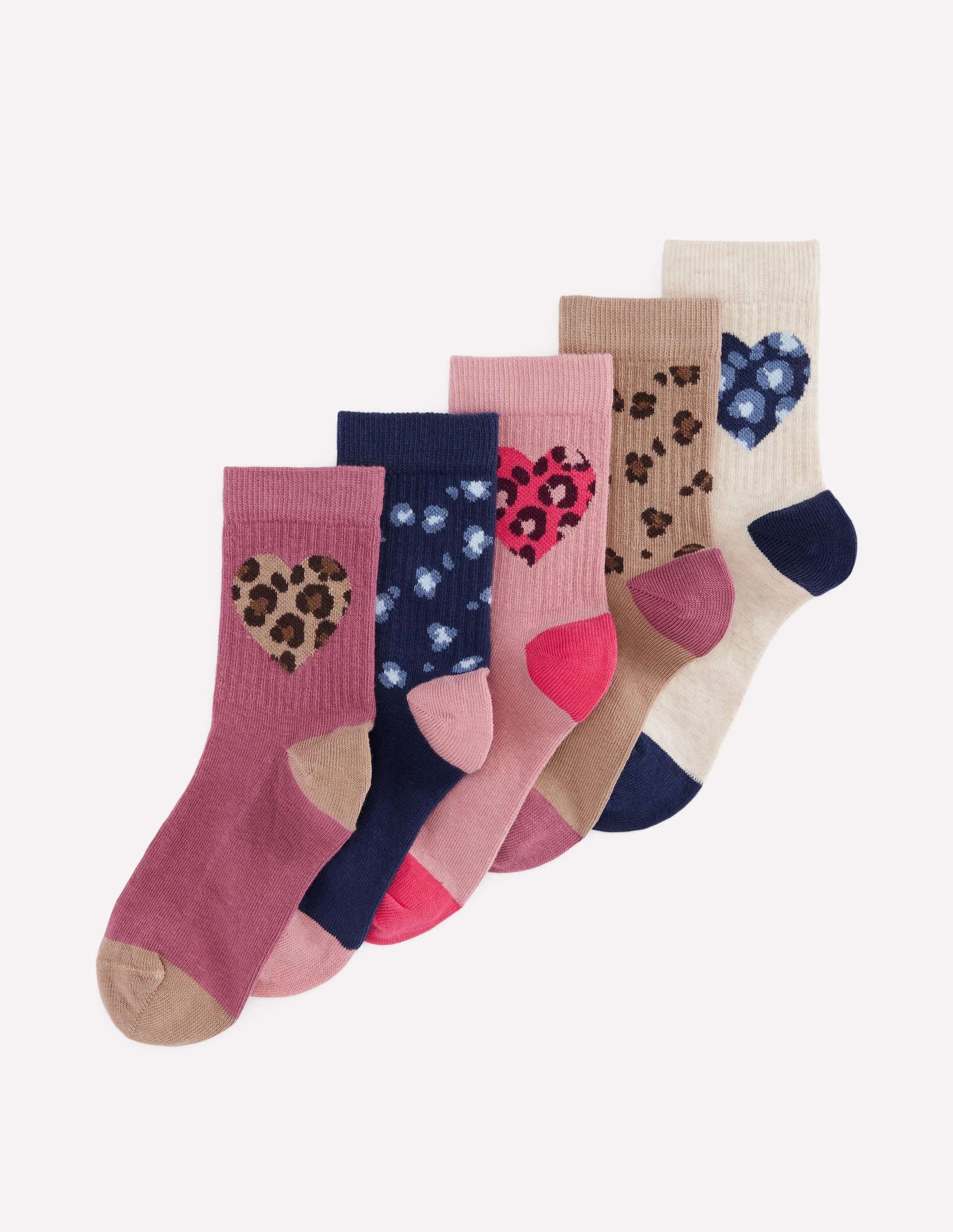 Girls 5-Pack Socks-Leopard - Image 1