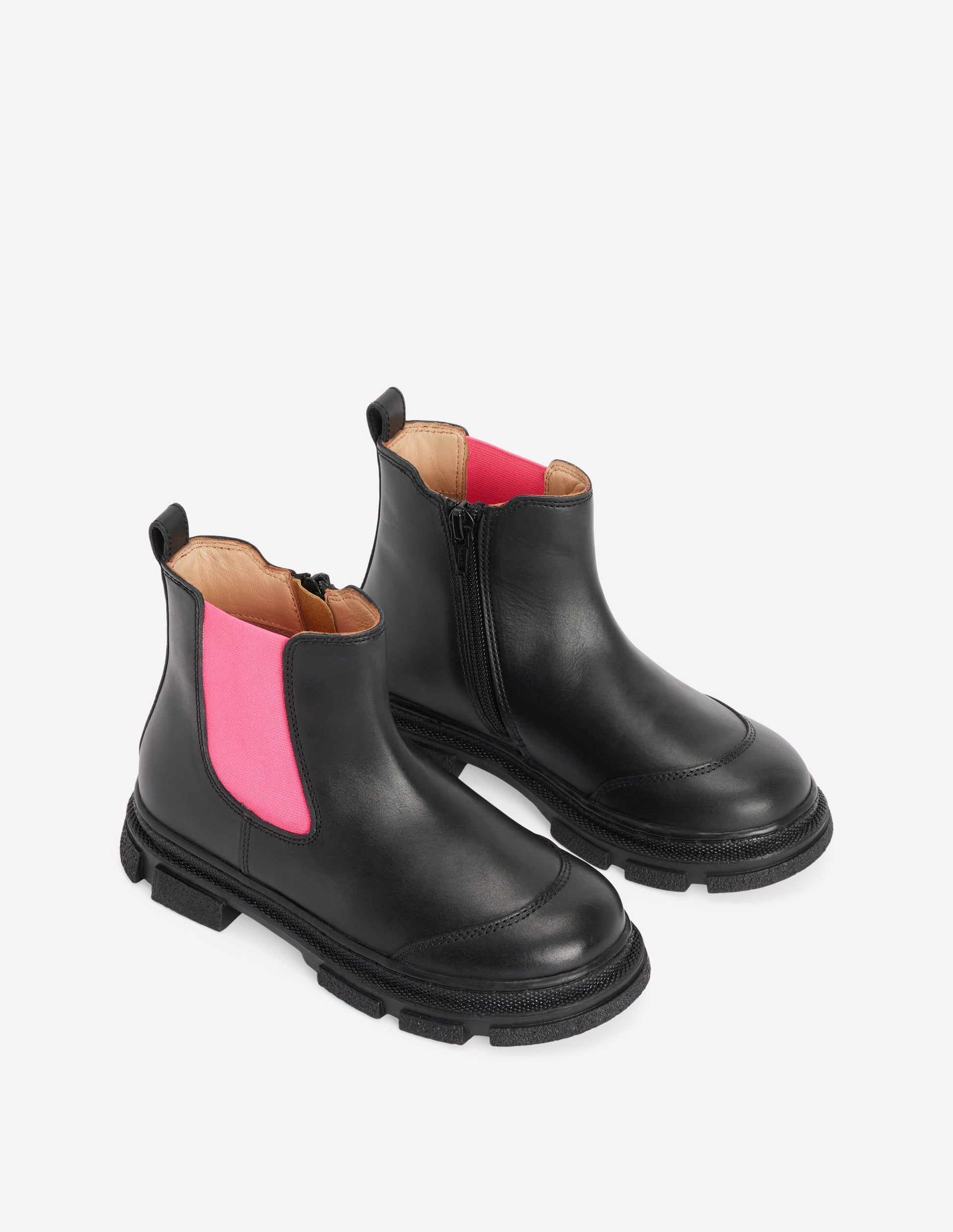 Chunky Chelsea Boots-Black and Festival Pink-2