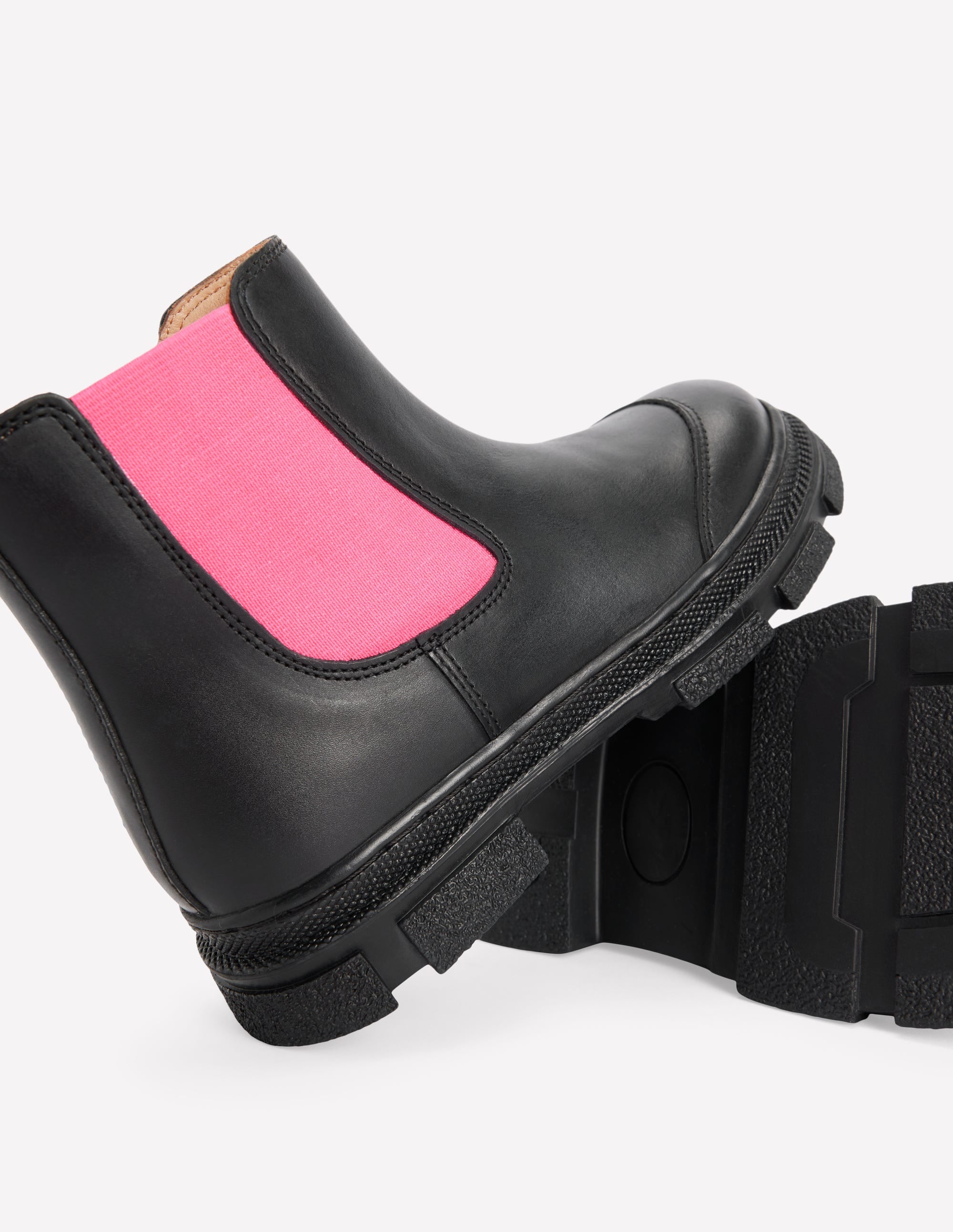 Chunky Chelsea Boots-Black and Festival Pink - Image 3