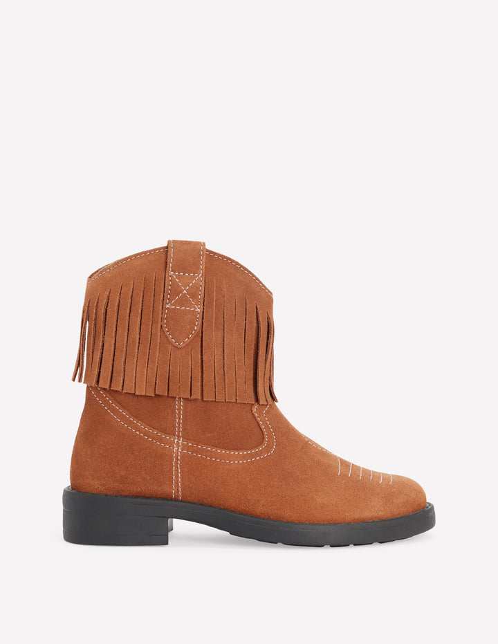 Western Boots-Tan Fringe