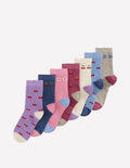 7 Pack Ribbed Socks (Girls)-Fun Cherries