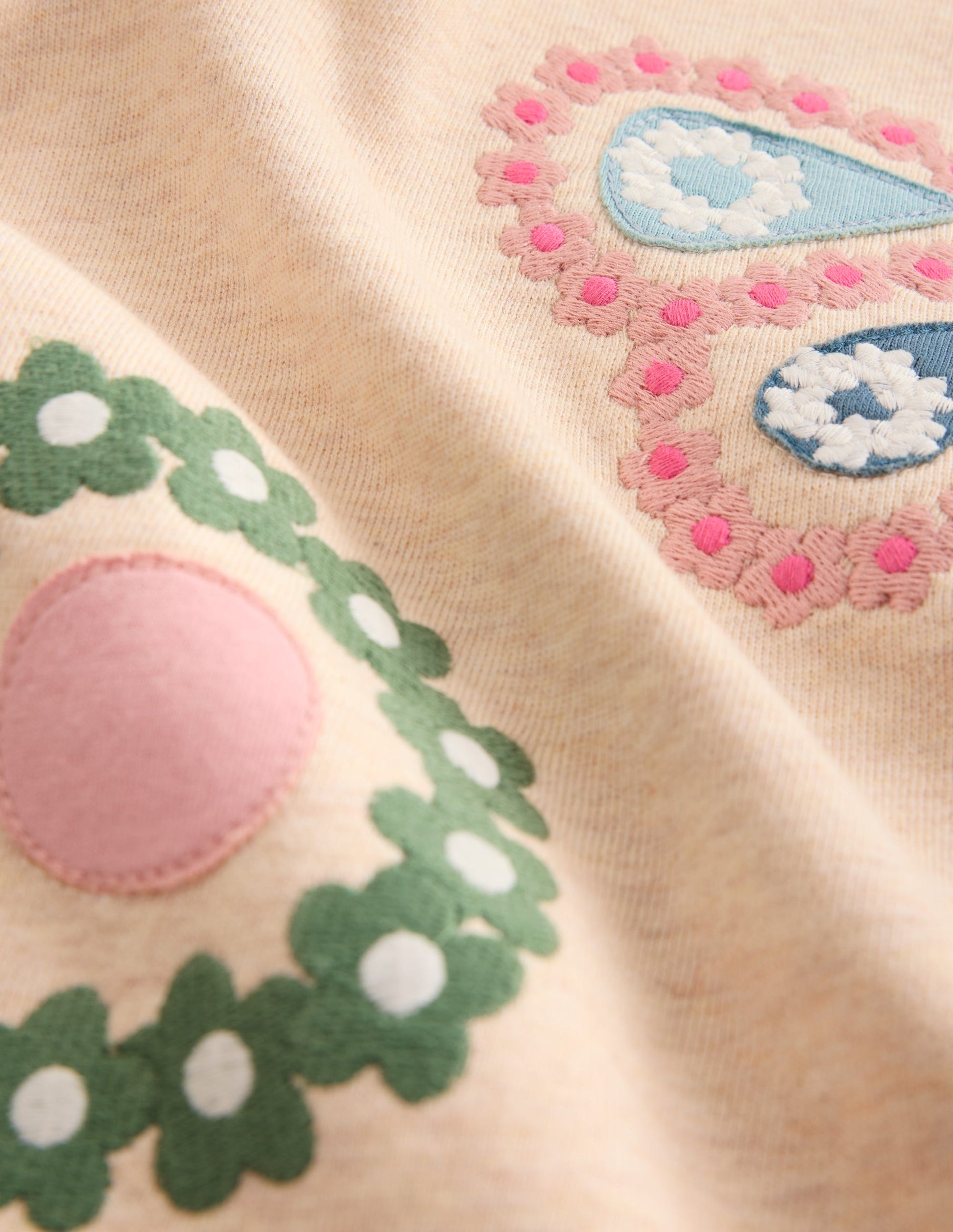 Ida Sweatshirt Appliqué Dress-Oatmeal Butterlies-4