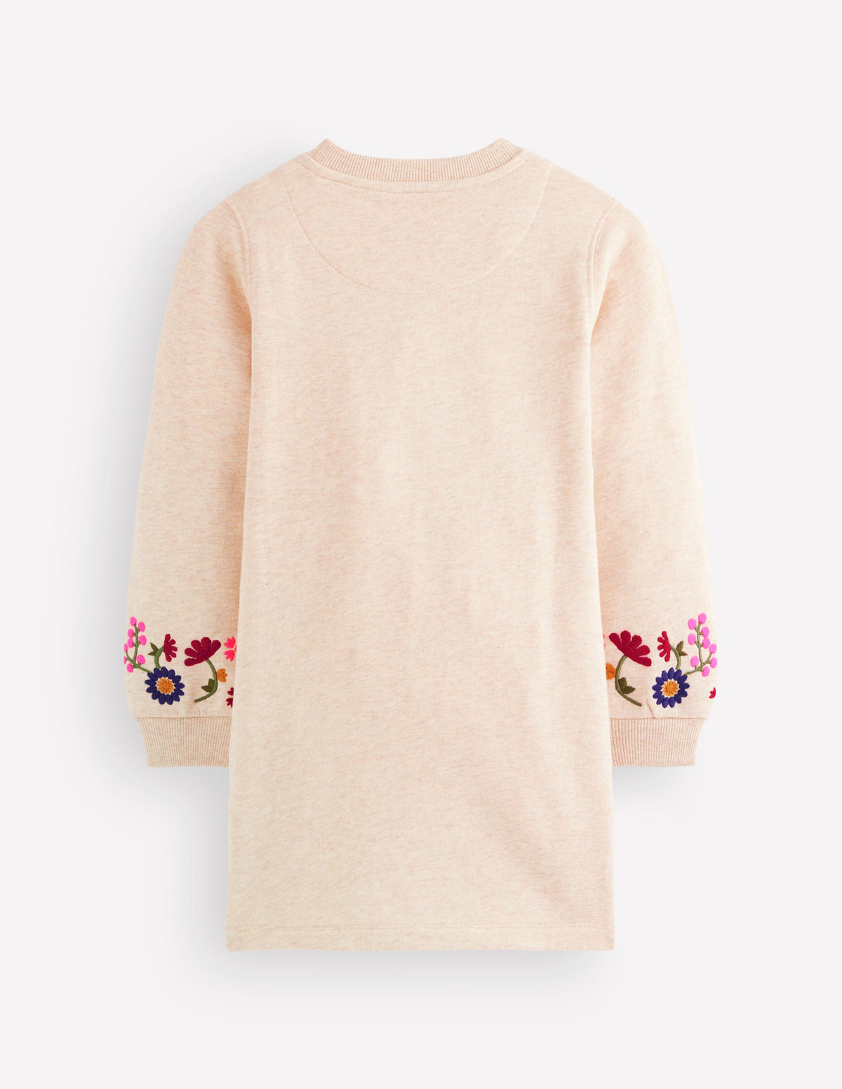 Ida Sweatshirt Appliqué Dress-Oatmeal Floral Embroidery-3