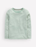 Long Sleeve Pointelle Top-Misty Blue Stripe
