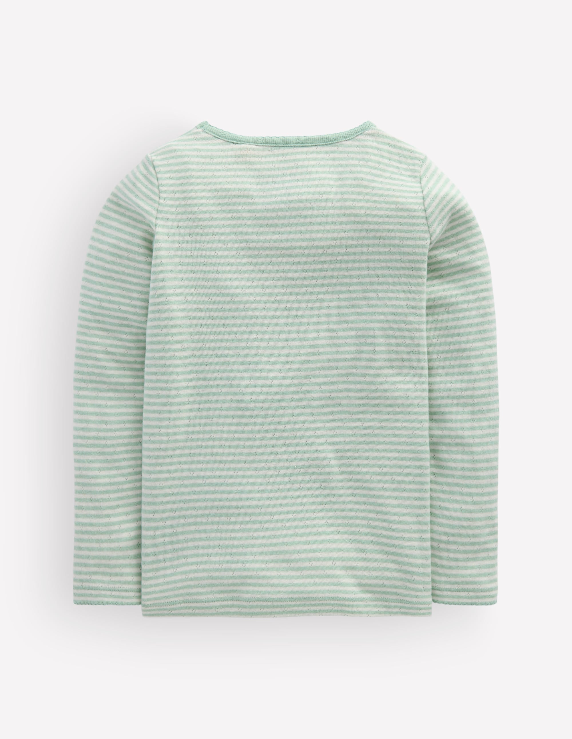 Long Sleeve Pointelle Top-Misty Blue Stripe - Image 2