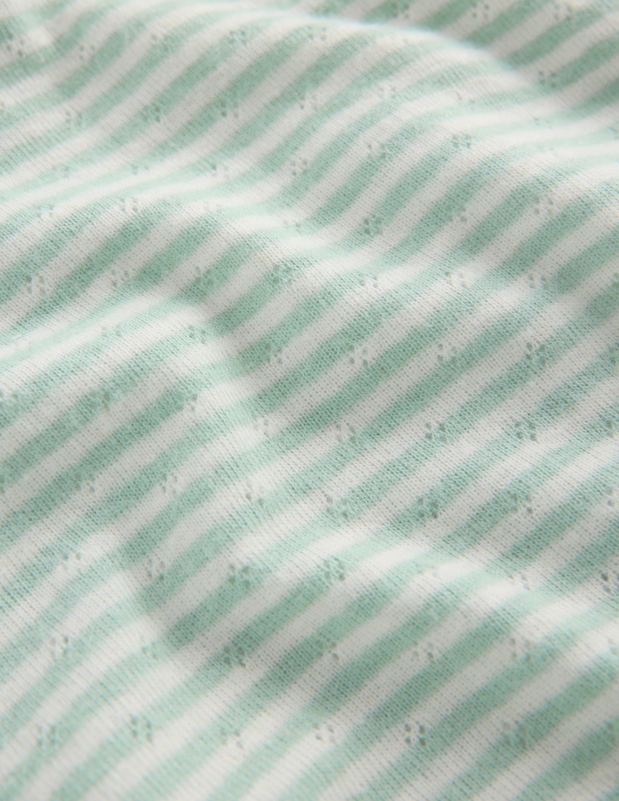 Long Sleeve Pointelle Top-Misty Blue Stripe - Image 3
