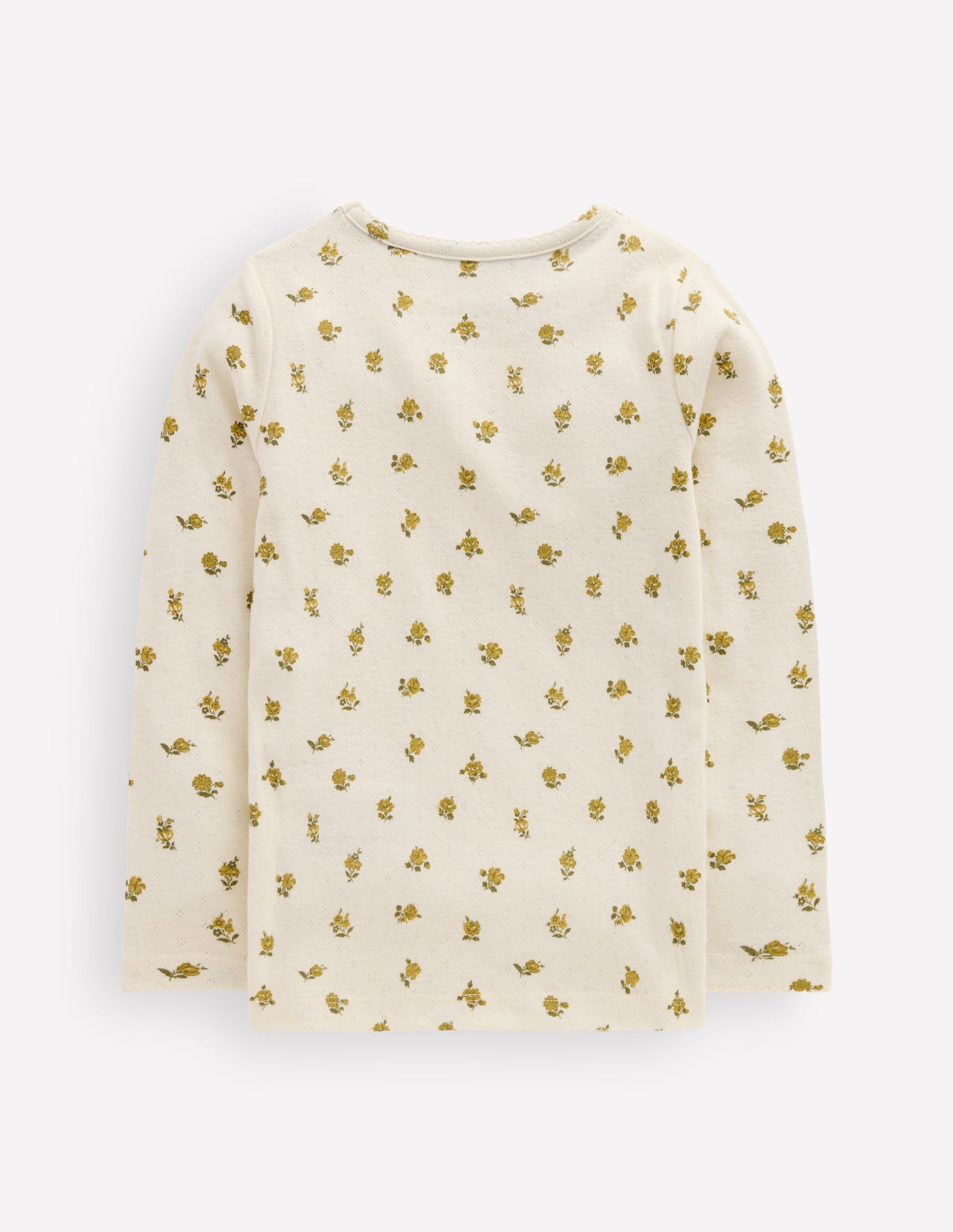 Long Sleeve Pointelle Top-Yellow Ditsy Floral-2