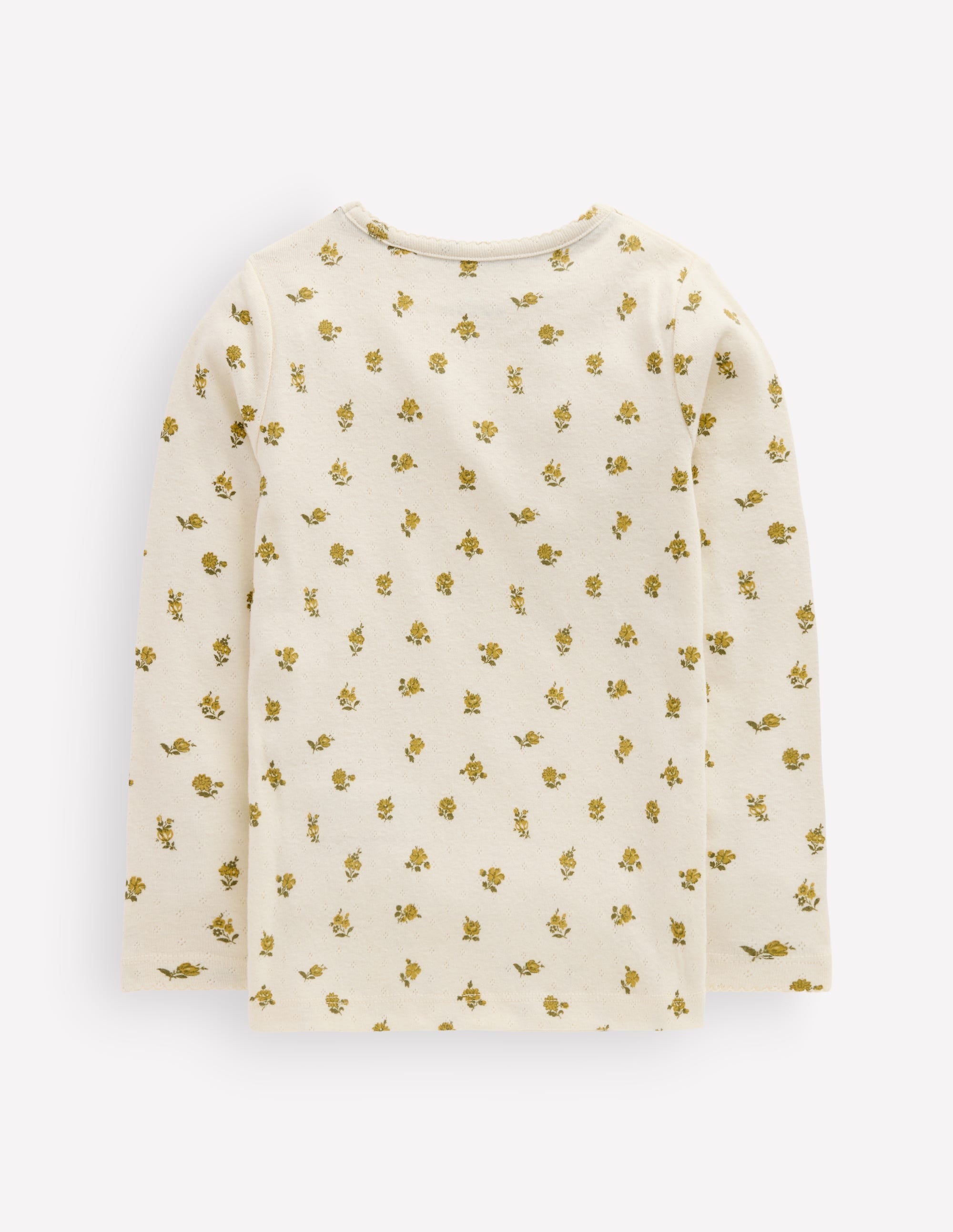 Long Sleeve Pointelle Top-Yellow Ditsy Floral - Image 2