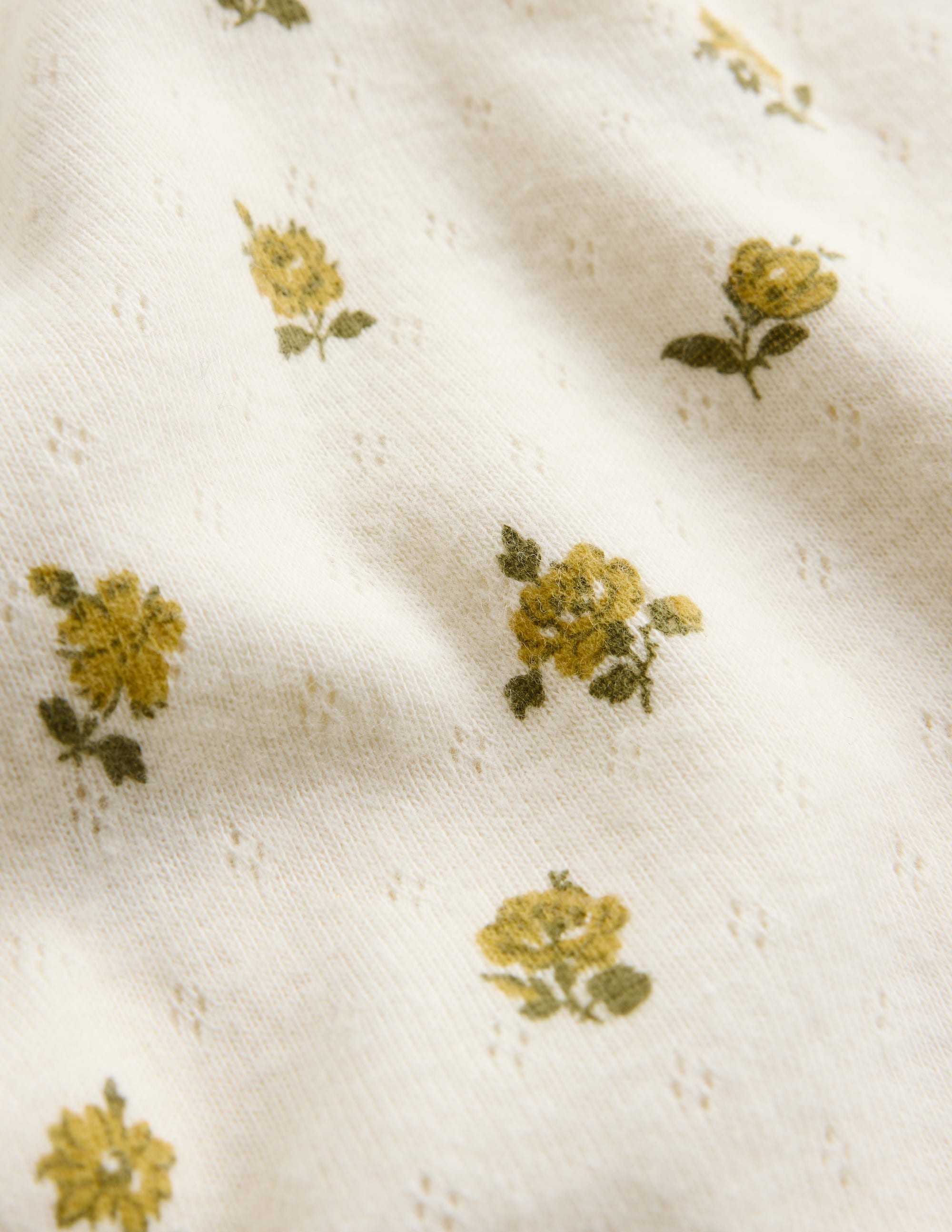 Long Sleeve Pointelle Top-Yellow Ditsy Floral - Image 3