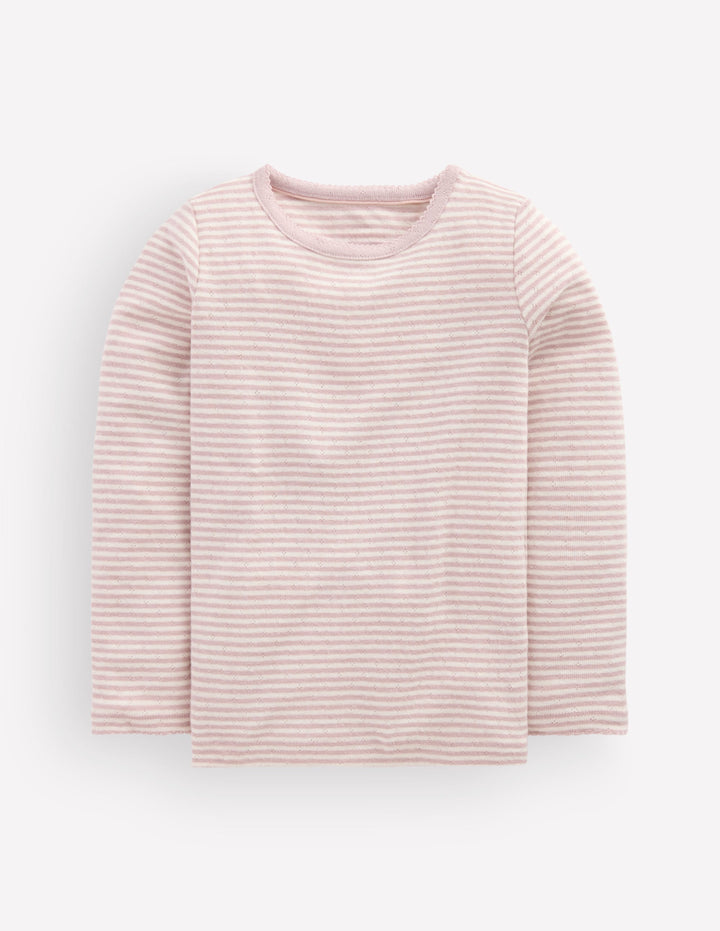Long Sleeve Pointelle Top-Violet Ice / Ivory