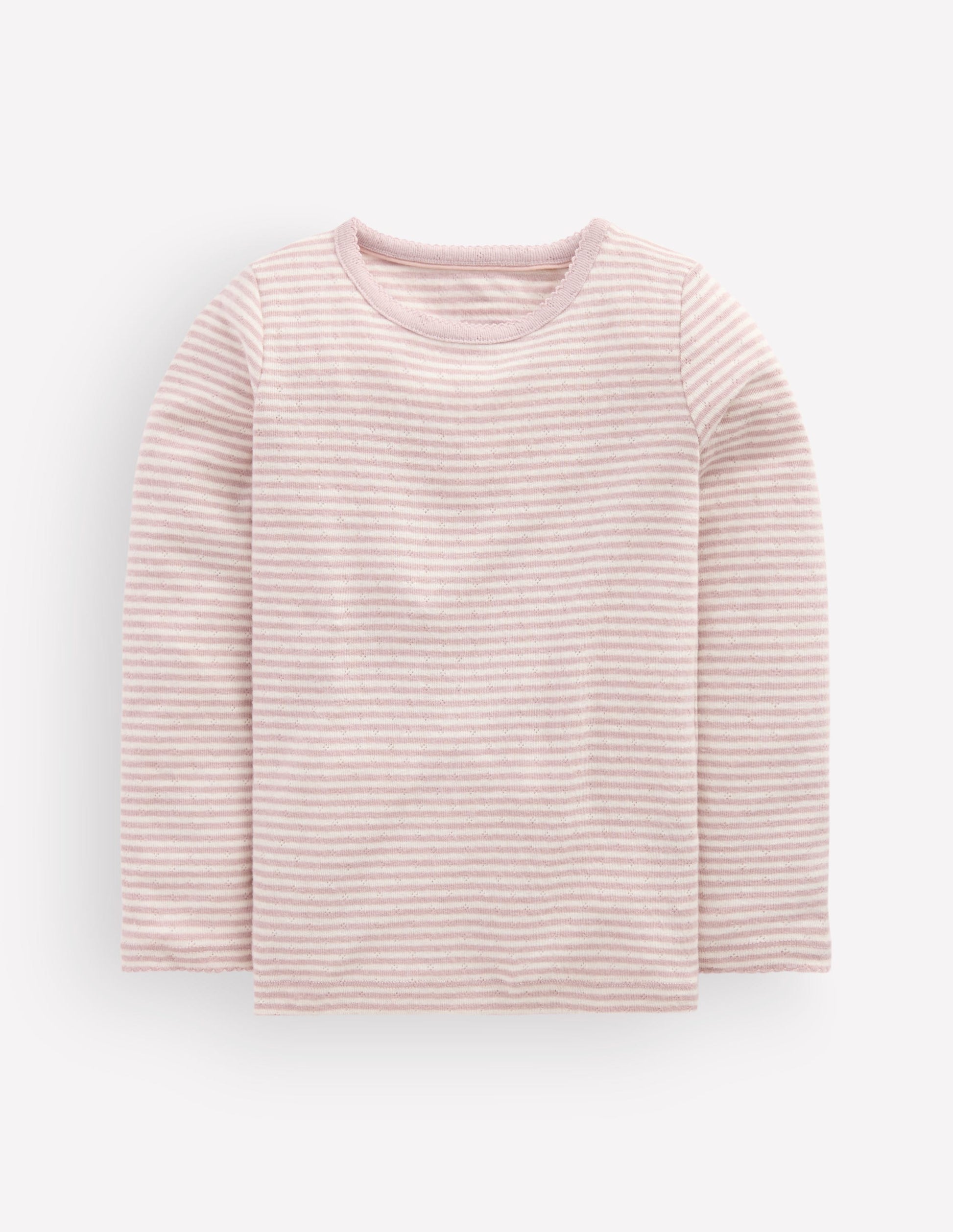 Long Sleeve Pointelle Top-Violet Ice / Ivory-1