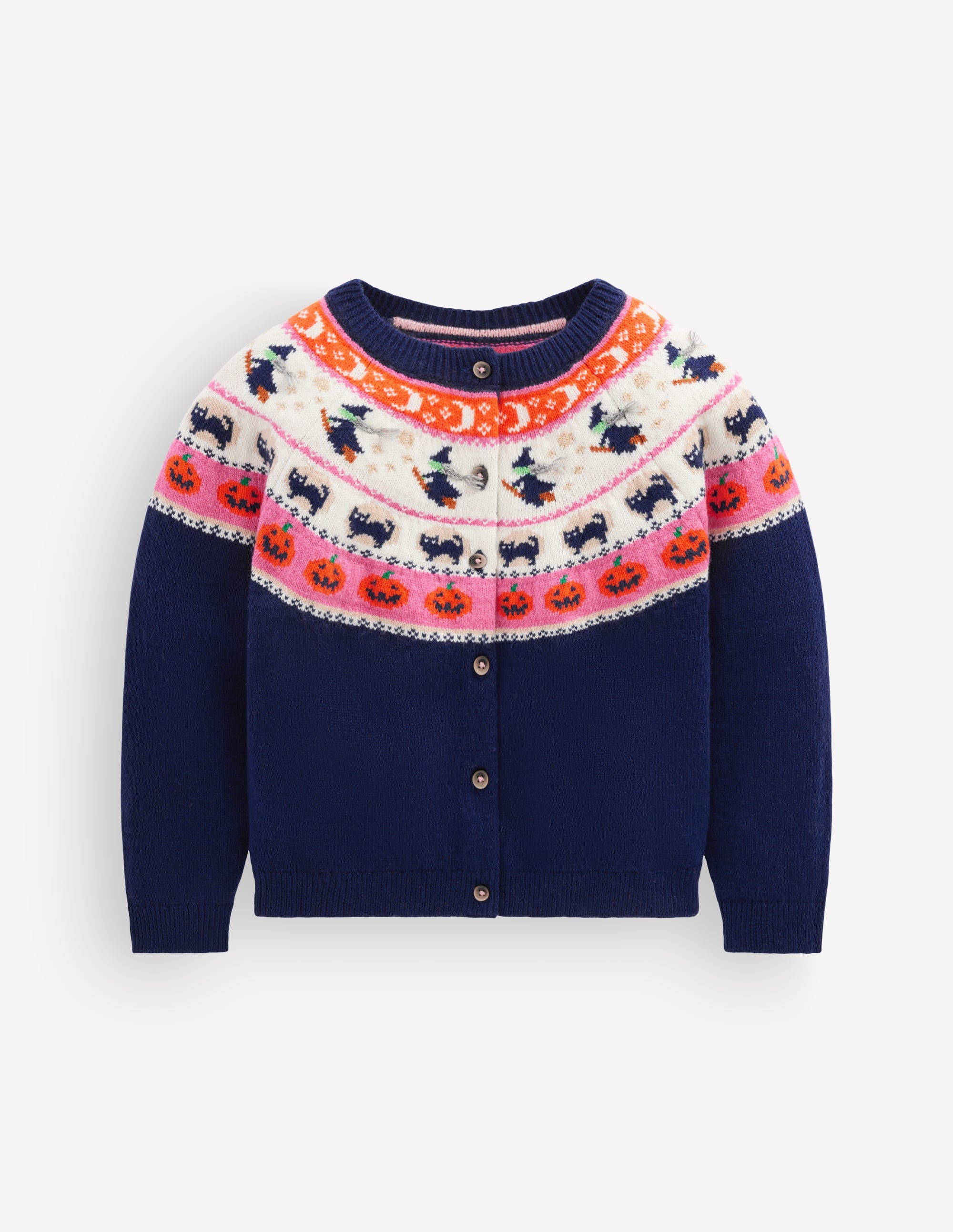Edie Fair Isle Cardigan-College Navy Halloween - Image 4
