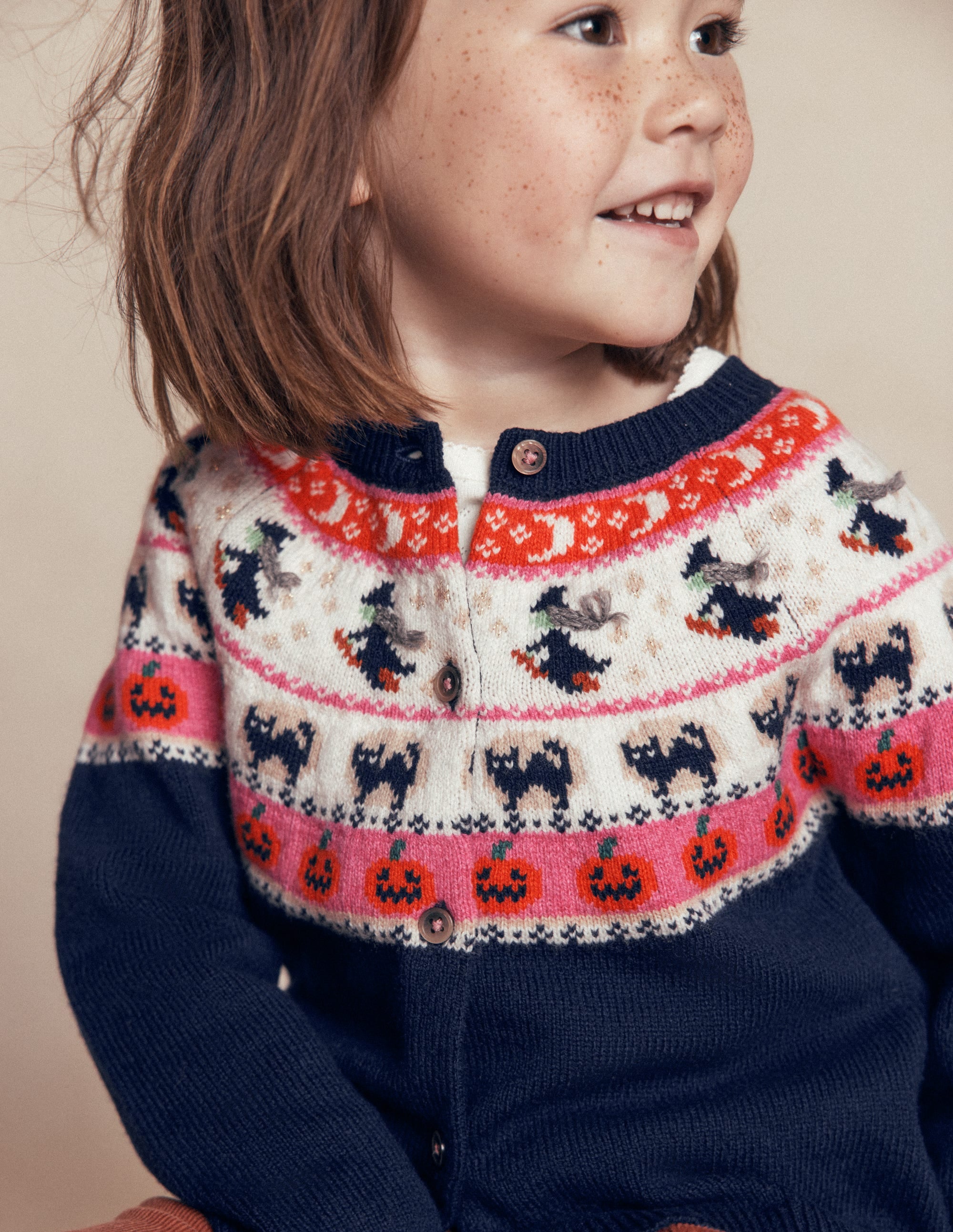 Edie Fair Isle Cardigan-College Navy Halloween - Image 2