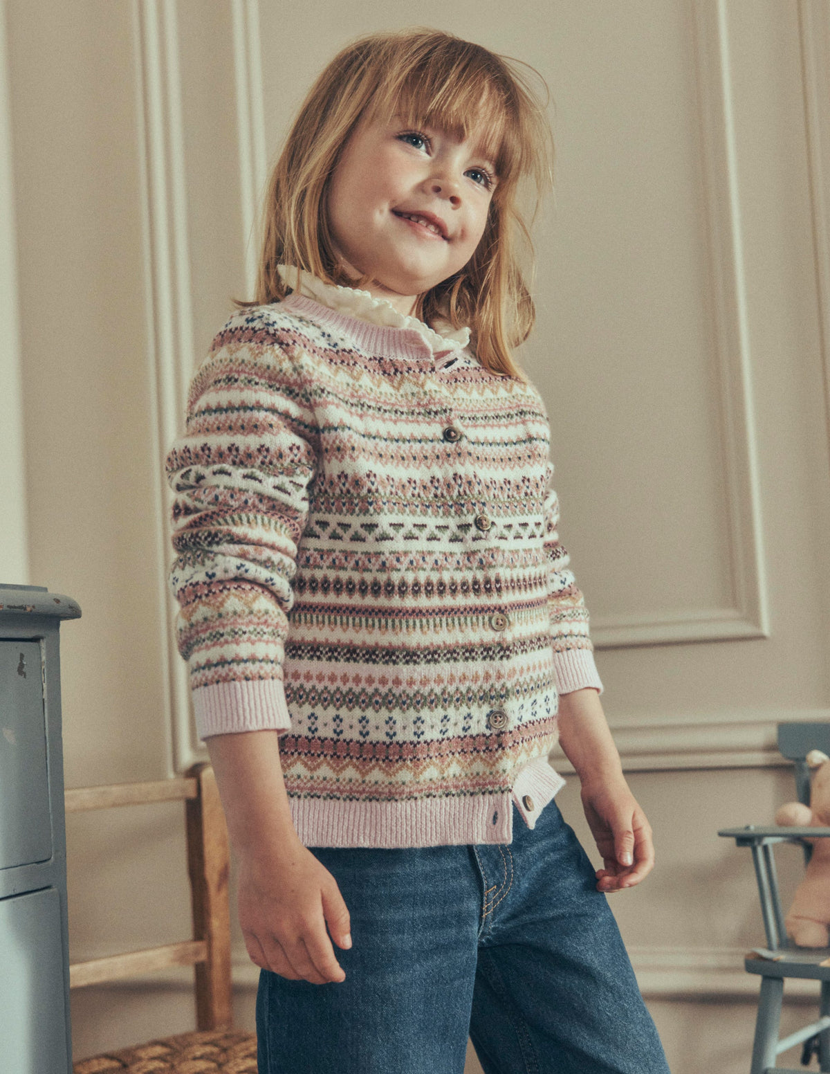 Edie Fair Isle Cardigan-Pink Heather Fair Isle-1