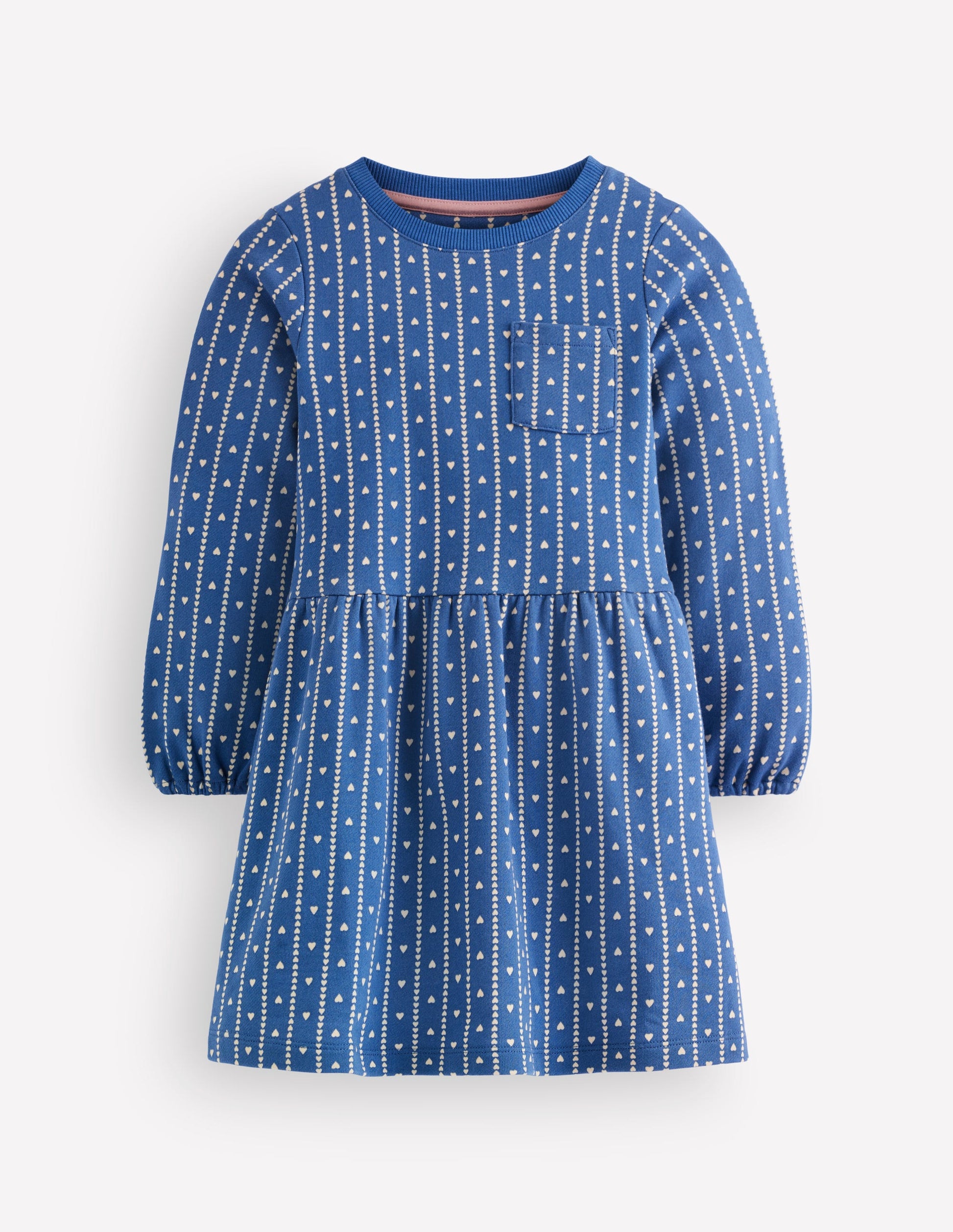 Minna Sweatshirt Dress-Blue Heart Stripe-1