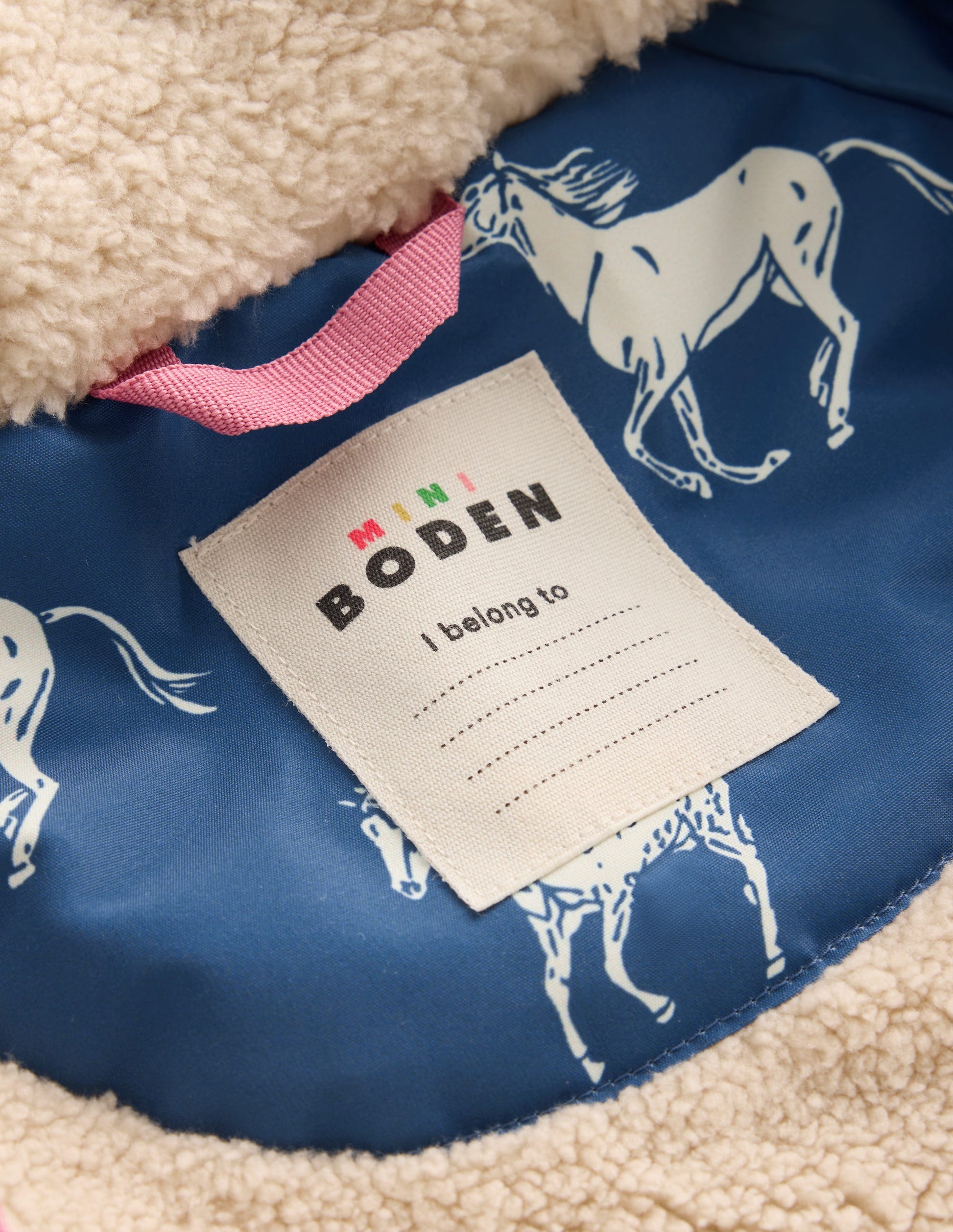 Sherpa Lined Anorak-Tourmaline Blue Small Horses-4