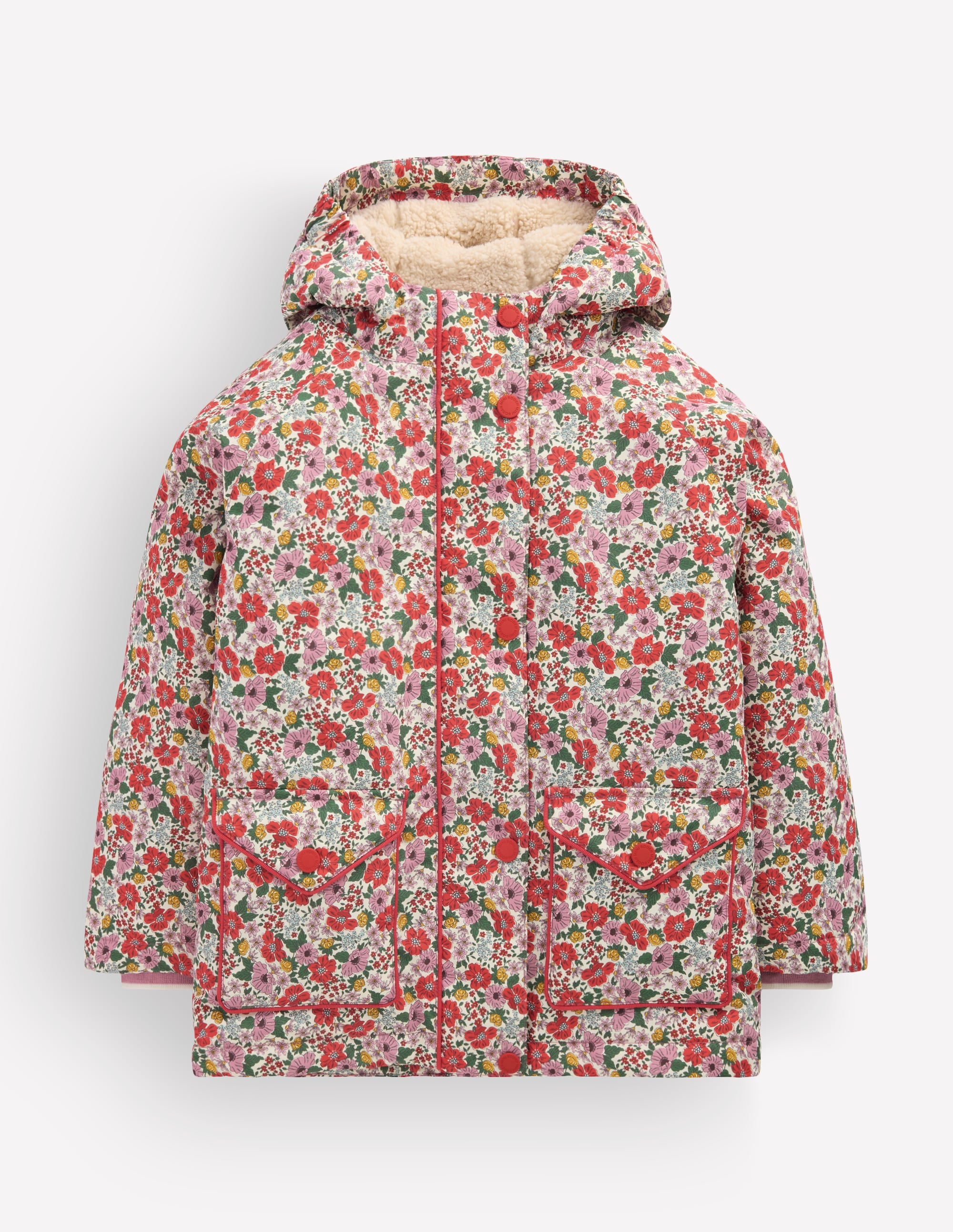 Sherpa Lined Anorak-Soft Cream Garden Flowerbed - Image 5