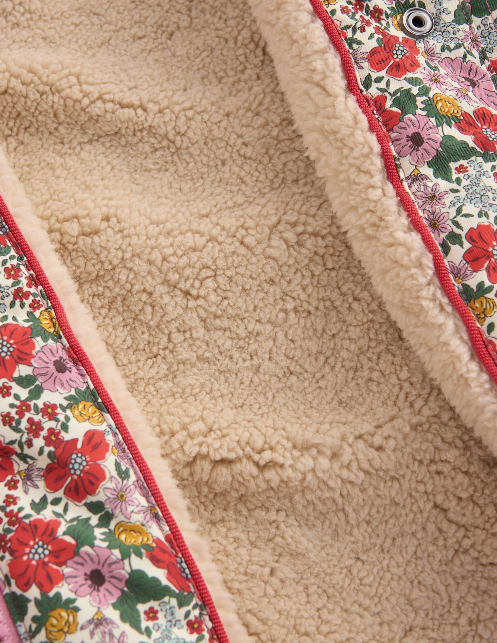 Sherpa Lined Anorak-Soft Cream Garden Flowerbed - Image 9
