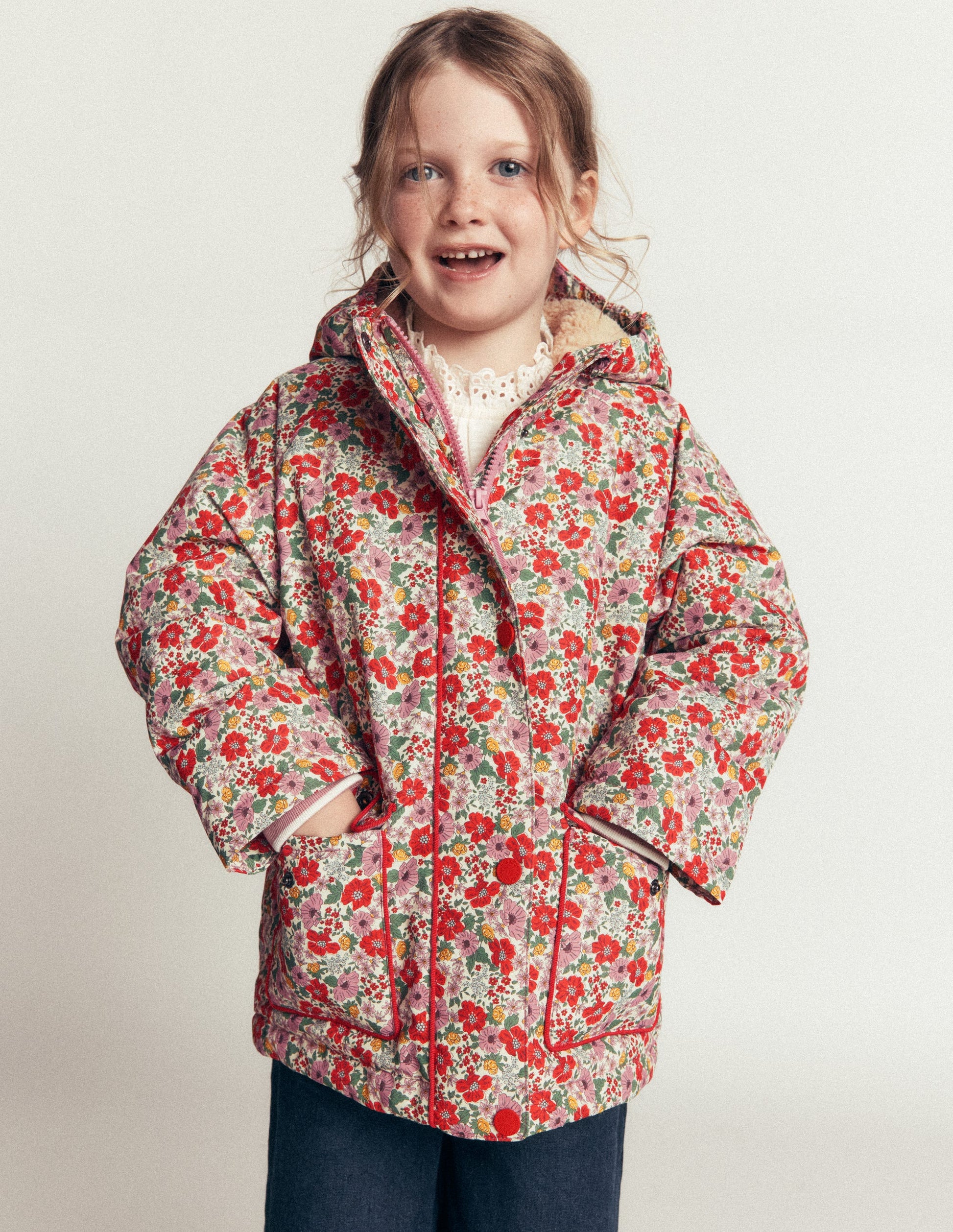 Sherpa Lined Anorak-Soft Cream Garden Flowerbed-1