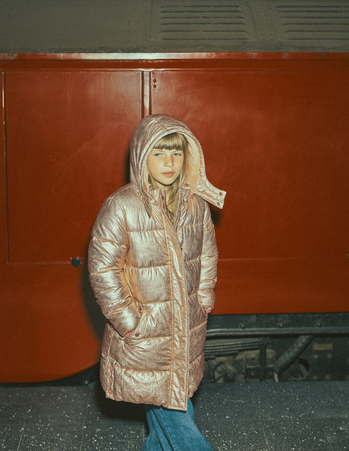 Longline Padded Coat-Gold Metallic-11