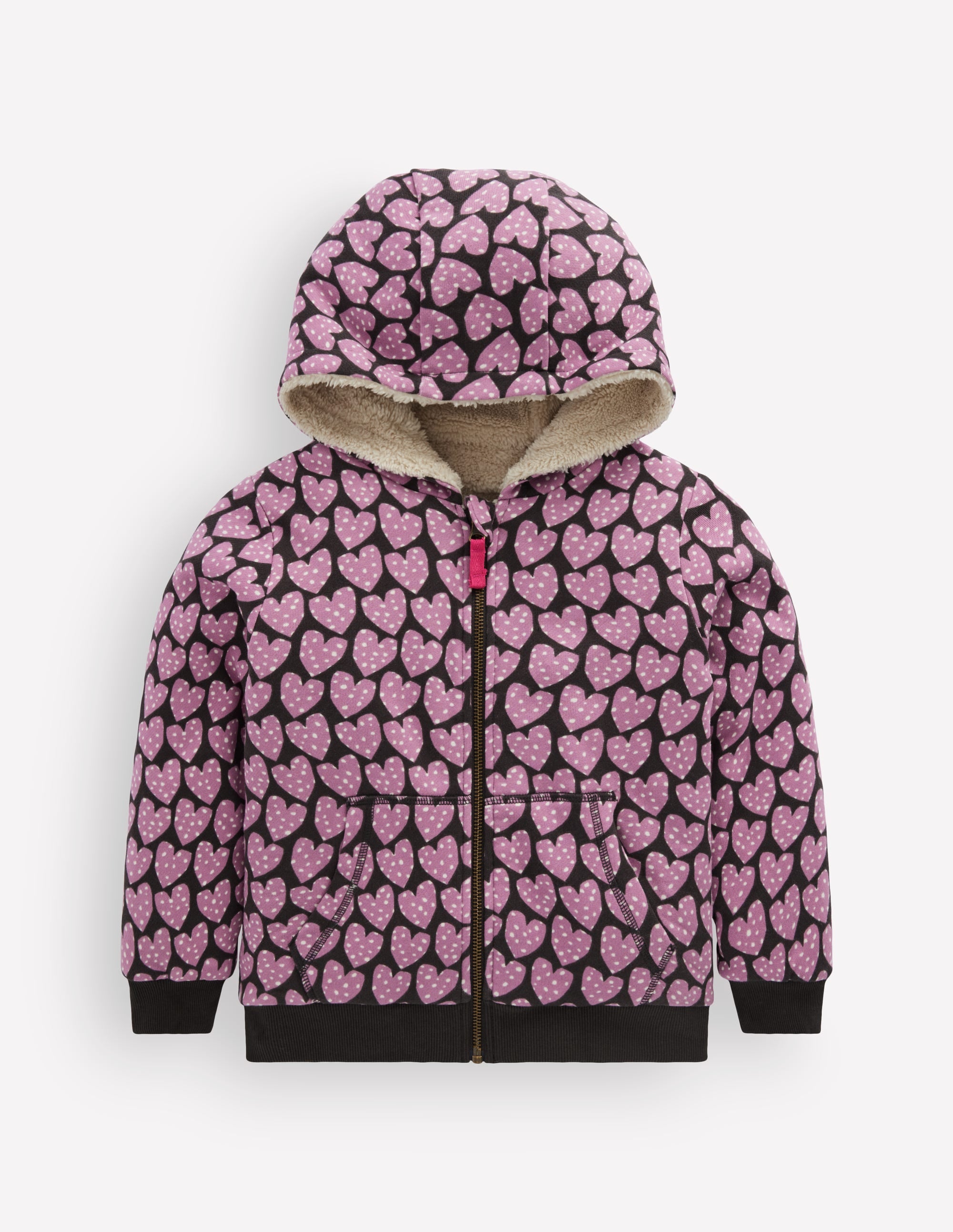 Reversible Borg Hoodie-Purple Hearts - Image 2