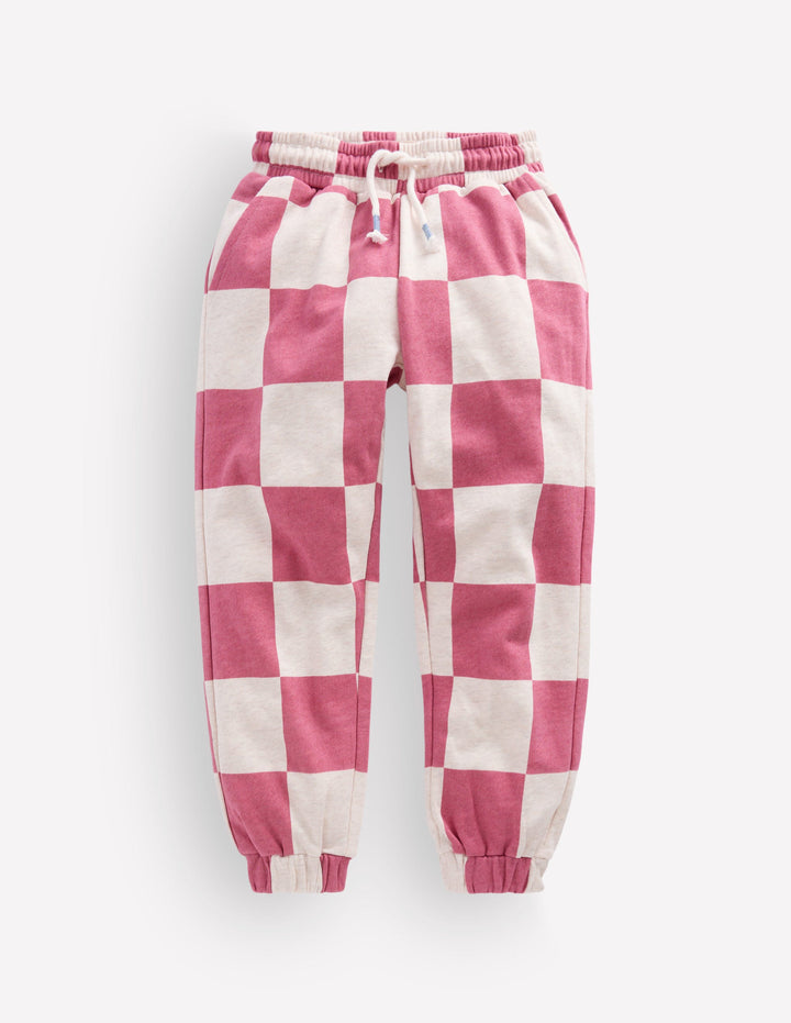 Fun Printed Joggers-Pink Checkerboard