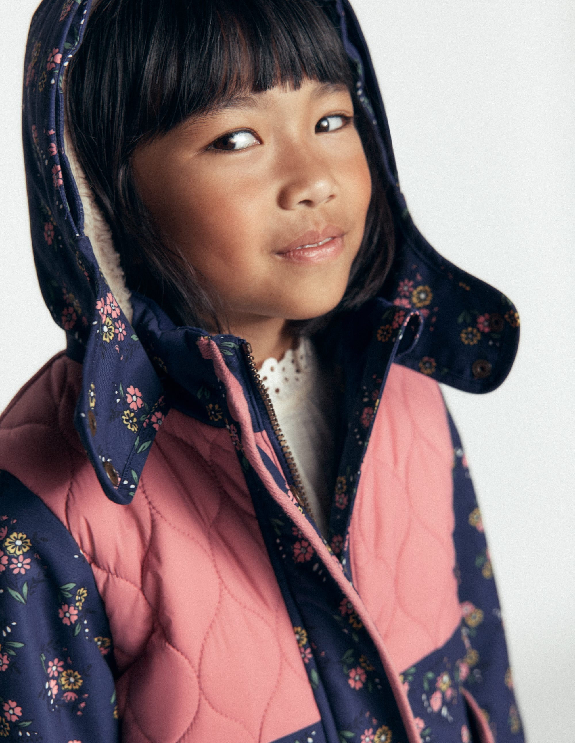 Joni Quilted Parka Coat-Navy Floral - Image 2