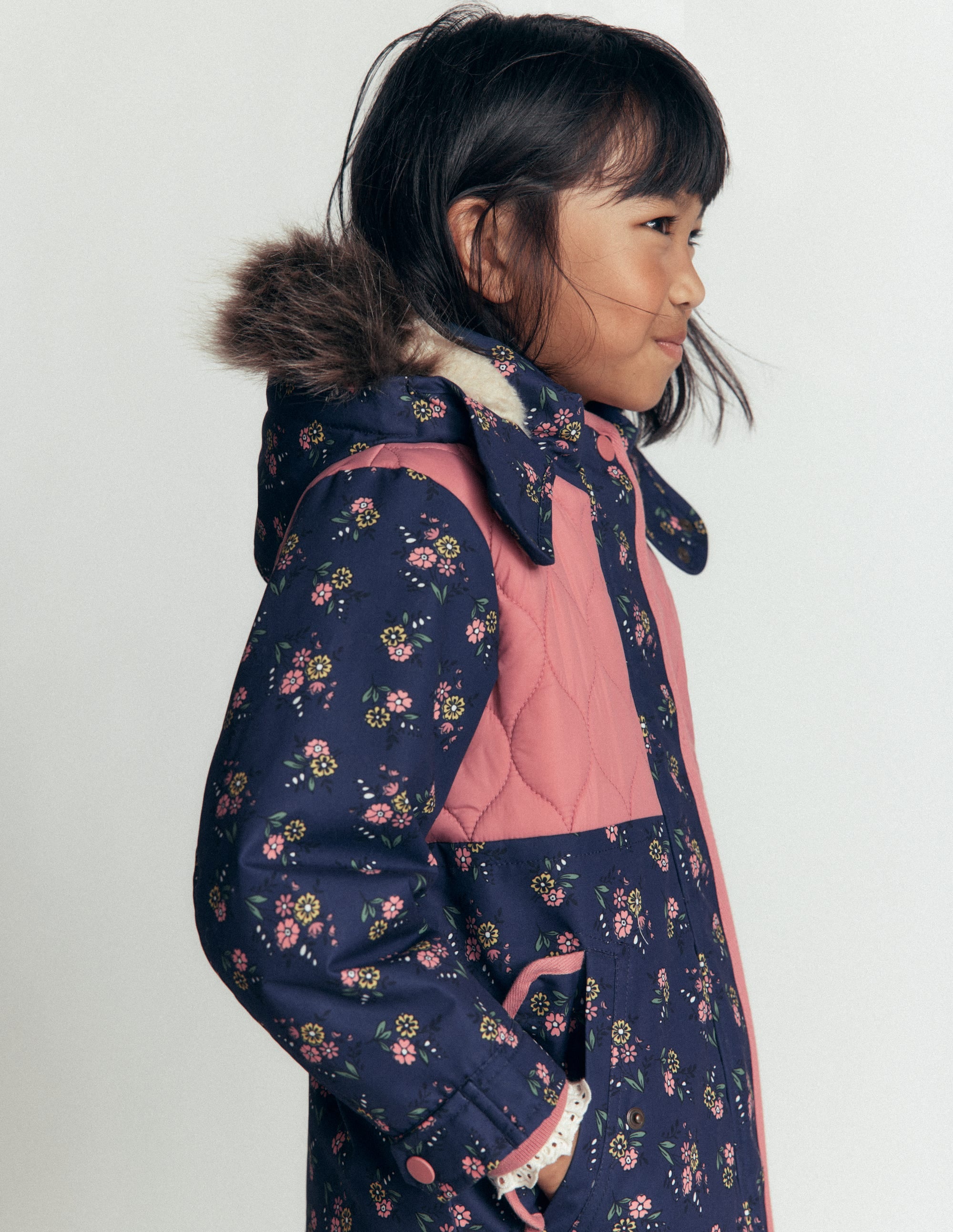 Joni Quilted Parka Coat-Navy Floral - Image 3