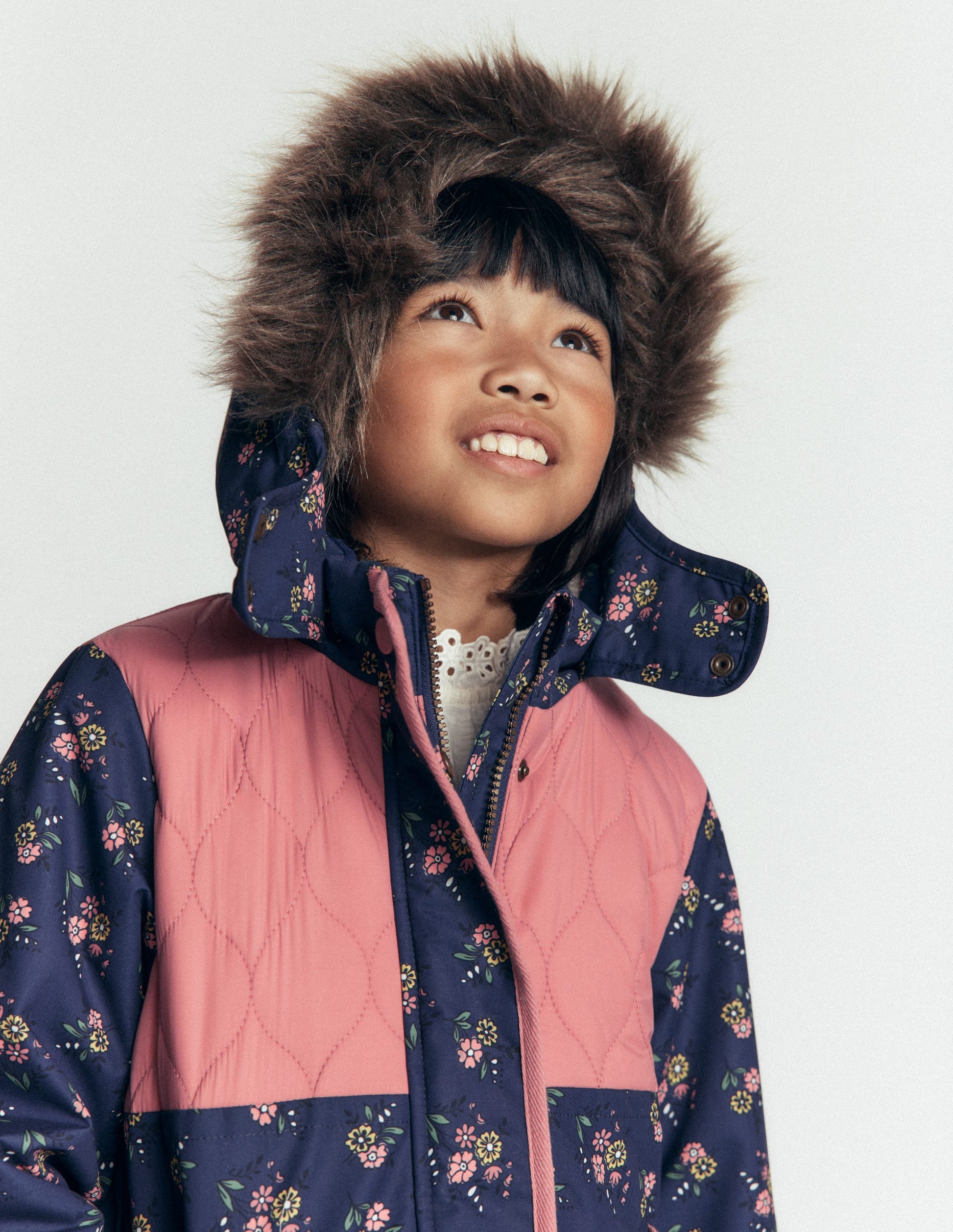 Joni Quilted Parka Coat-Navy Floral-5