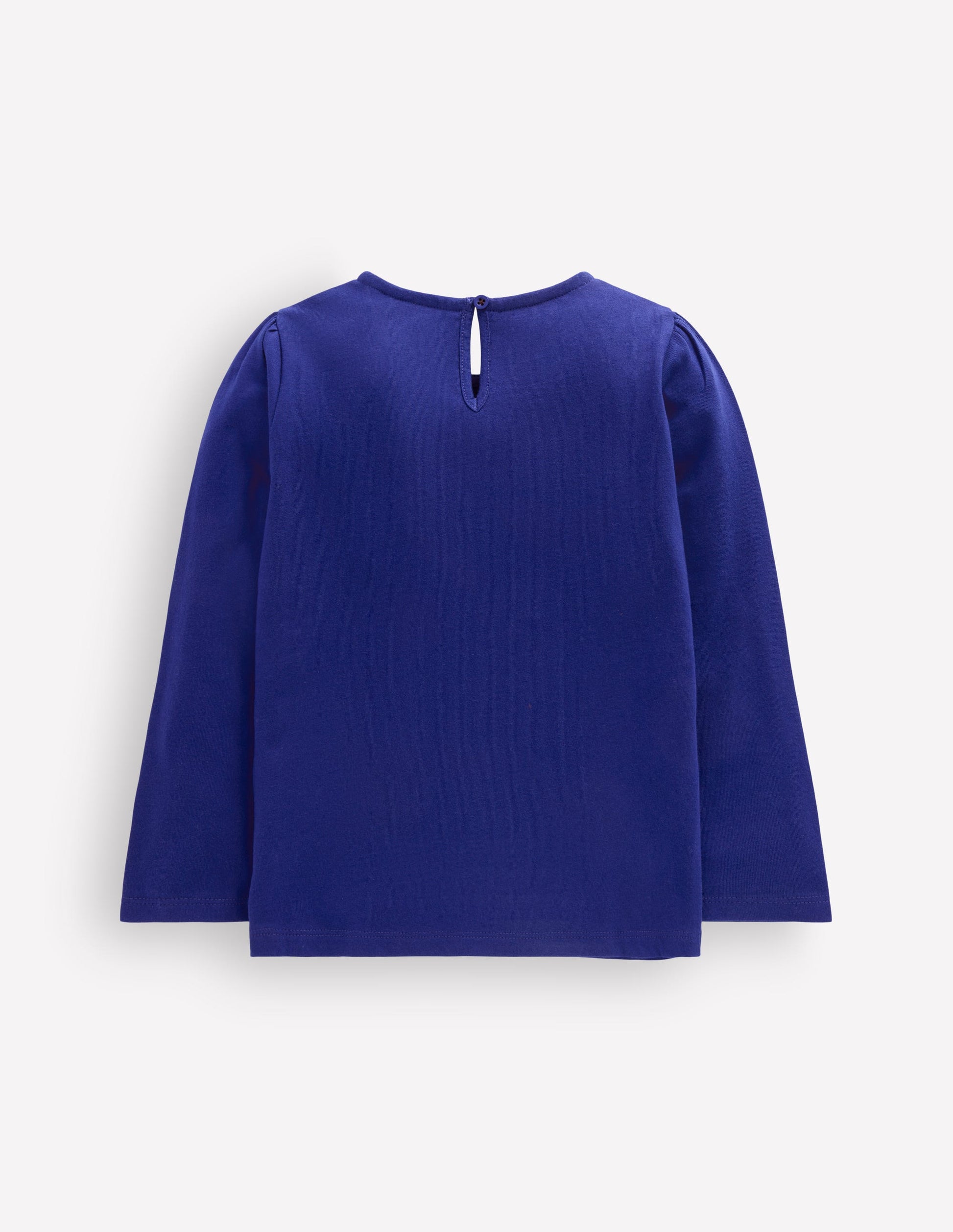 Puff Sleeve Appliqué  T-shirt-Bright Blue Cat-4