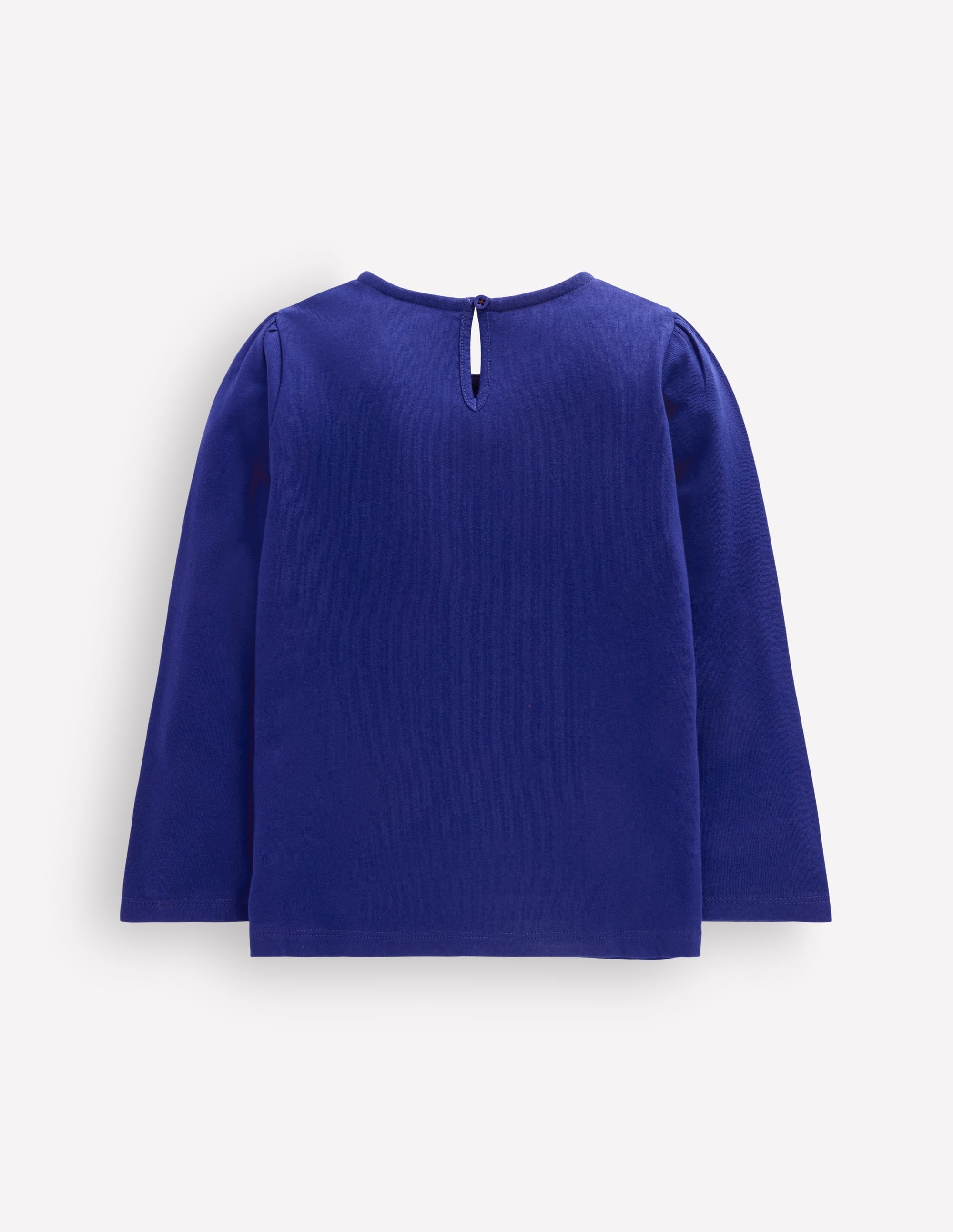Puff Sleeve Appliqué  T-shirt-Bright Blue Cat - Image 4