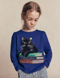 Puff Sleeve Appliqué  T-shirt-Bright Blue Cat