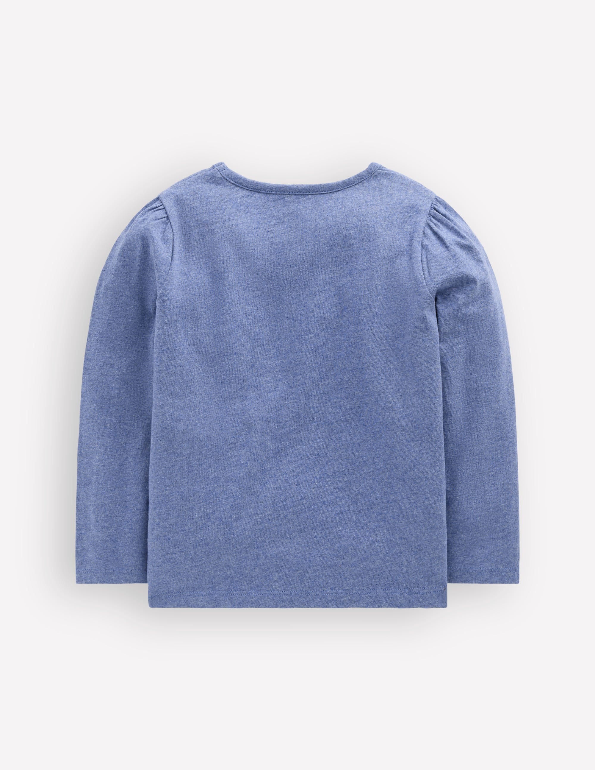 Puff Sleeve Appliqué  T-shirt-Blue Marl Patchwork Heart - Image 2