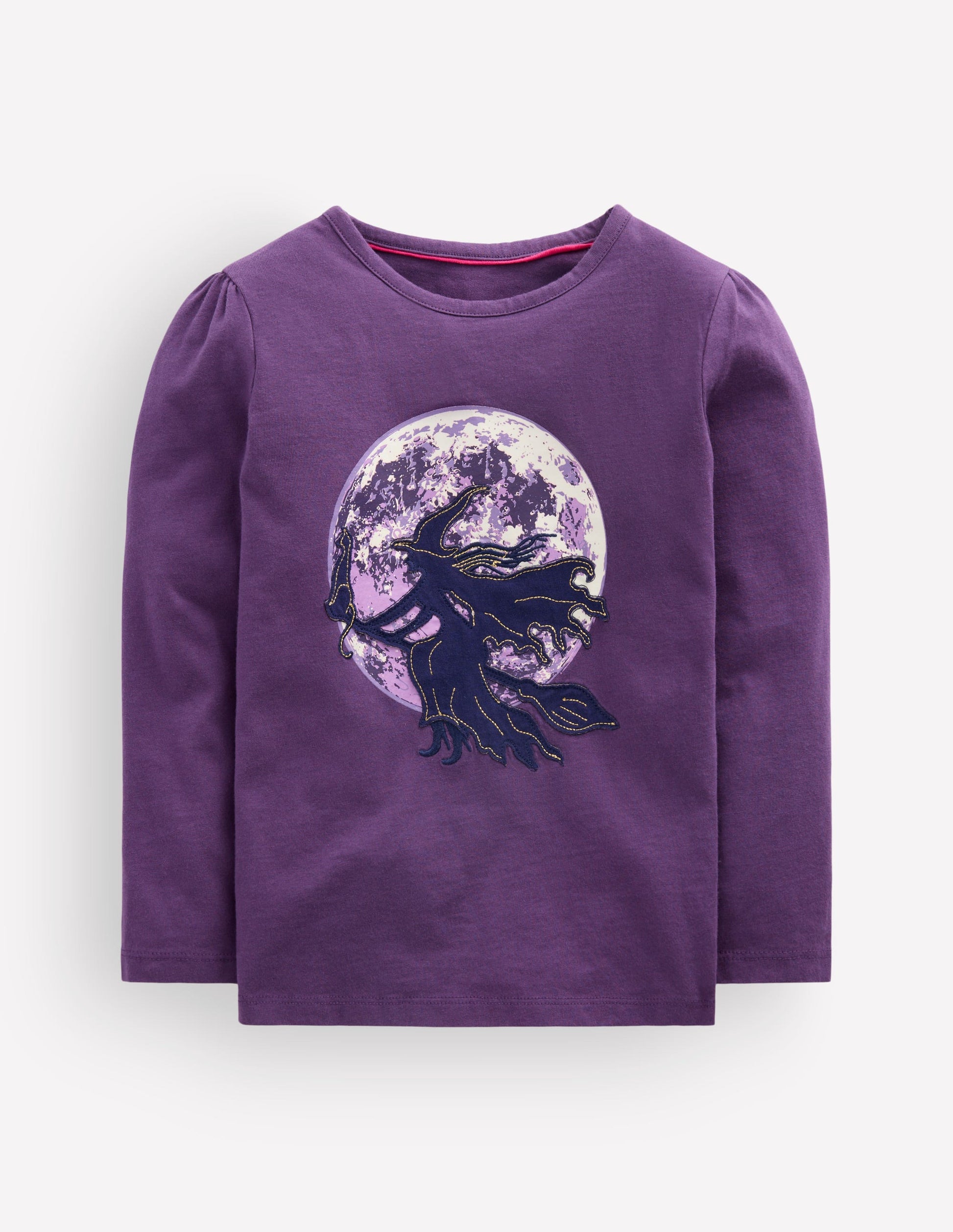 Puff Sleeve Appliqué  T-shirt-Mystic Purple Witches-3
