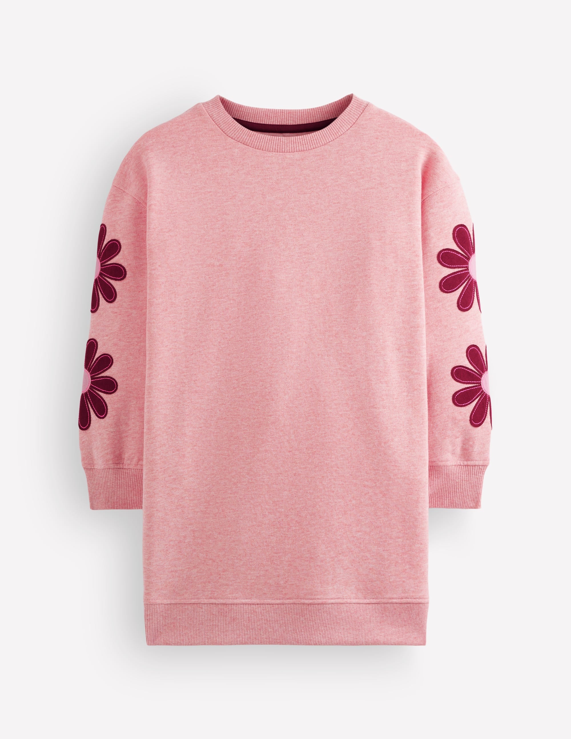 Ami Relaxed Sweatshirt Dress-Pink Flower Embroidery - Image 1